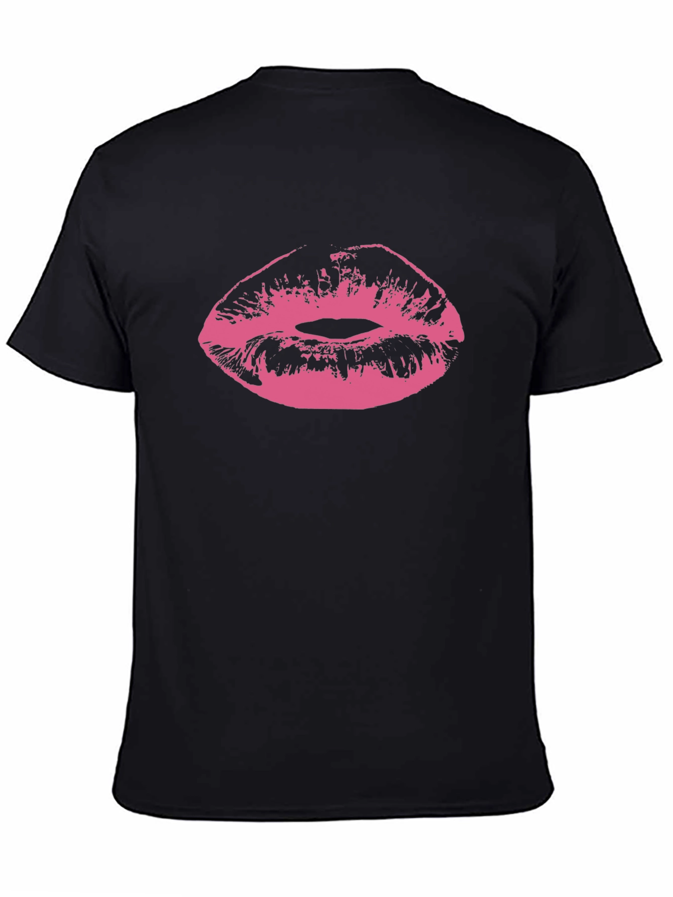 Black Kiss Print Black Tee - Graphic Lips T-Shirt view 4