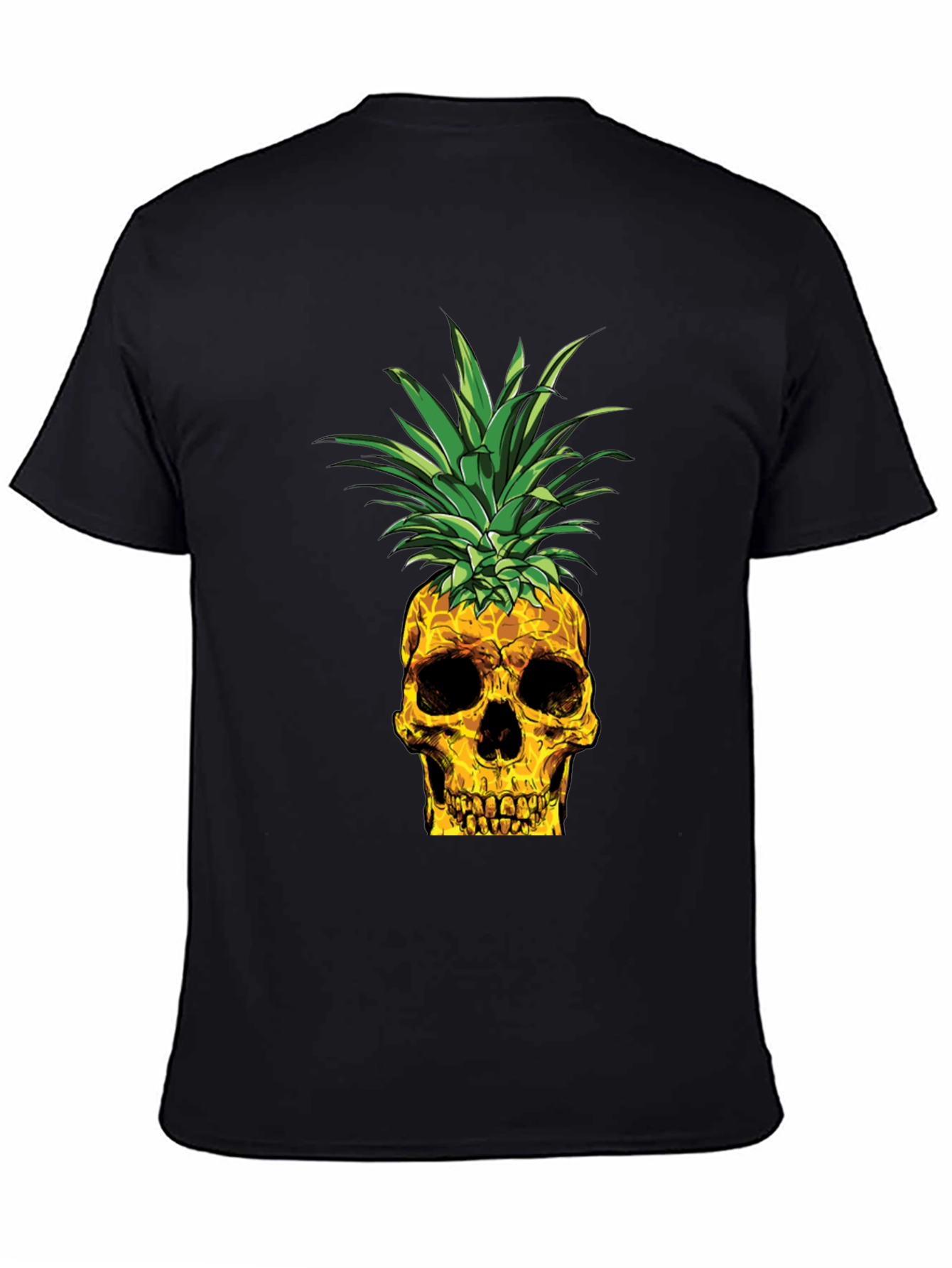 Black Skull Pineapple Graphic Tee - Black Cotton T-Shirt view 4