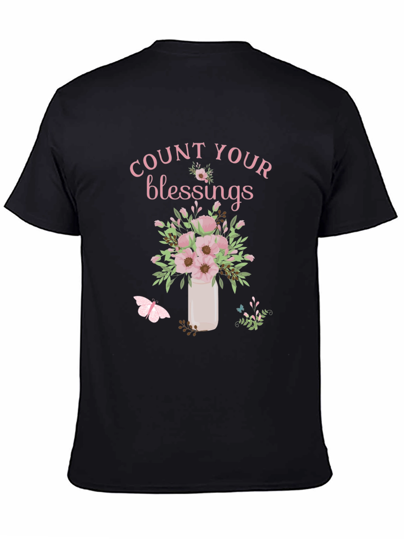 Black Count Your Blessings Floral Graphic T-Shirt view 4