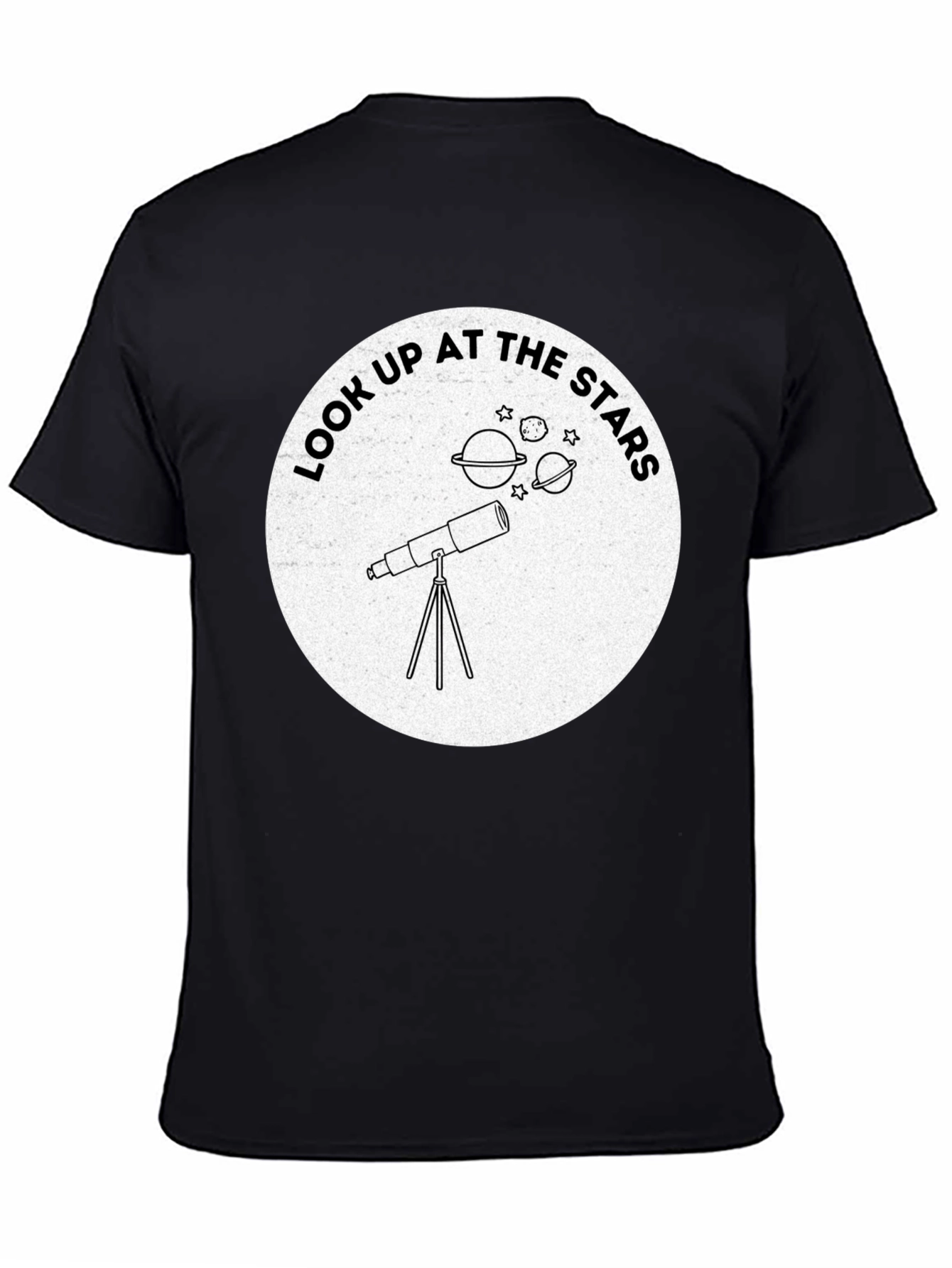 Black Look Up At The Stars Telescope Graphic Tee view 4
