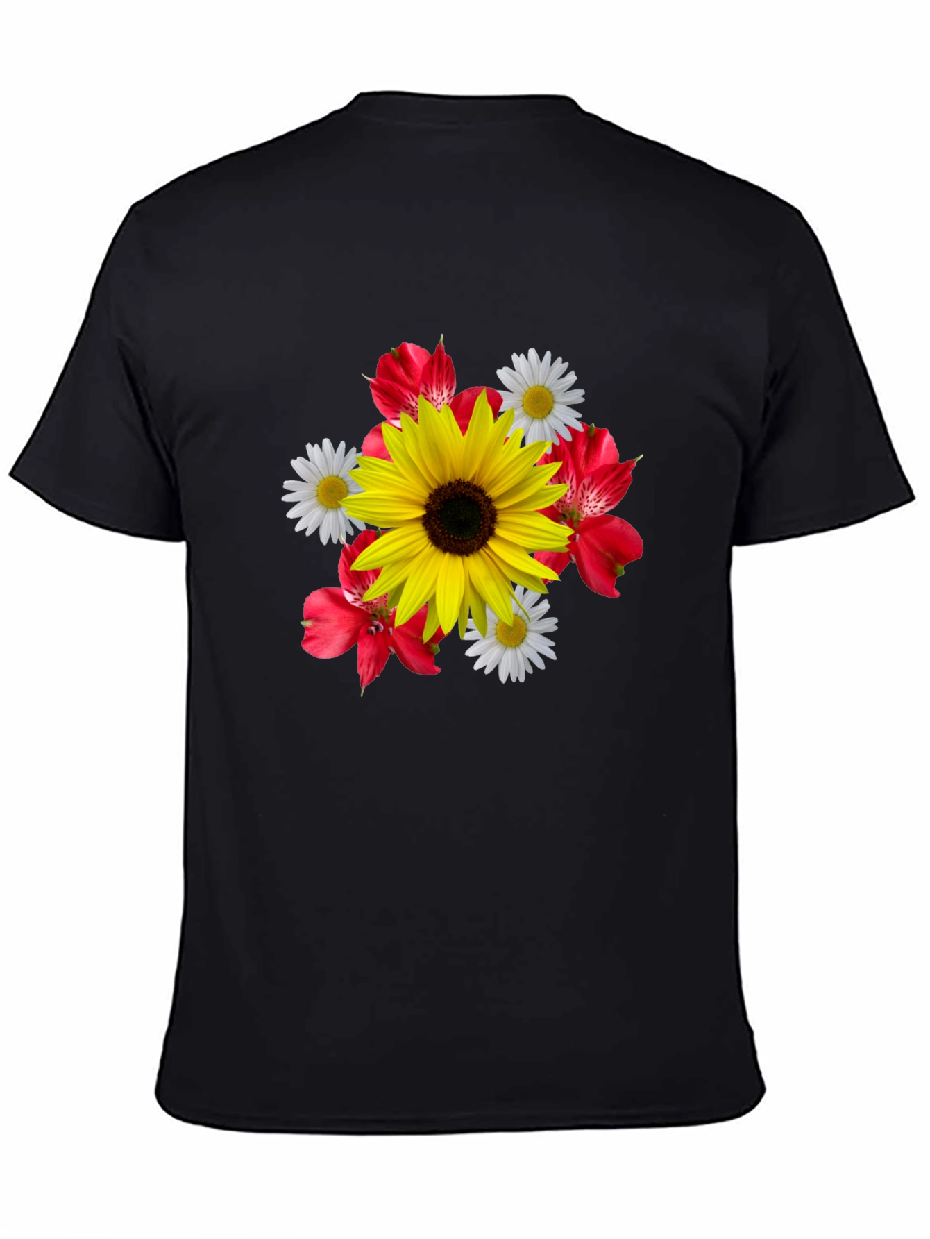 Black Floral Print Black T-Shirt view 4