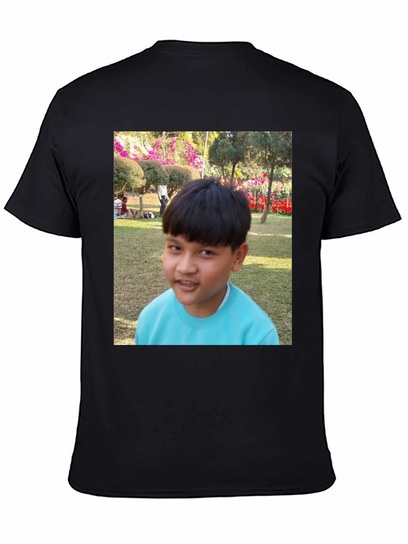 Custom Photo Print Black T-Shirt - 4