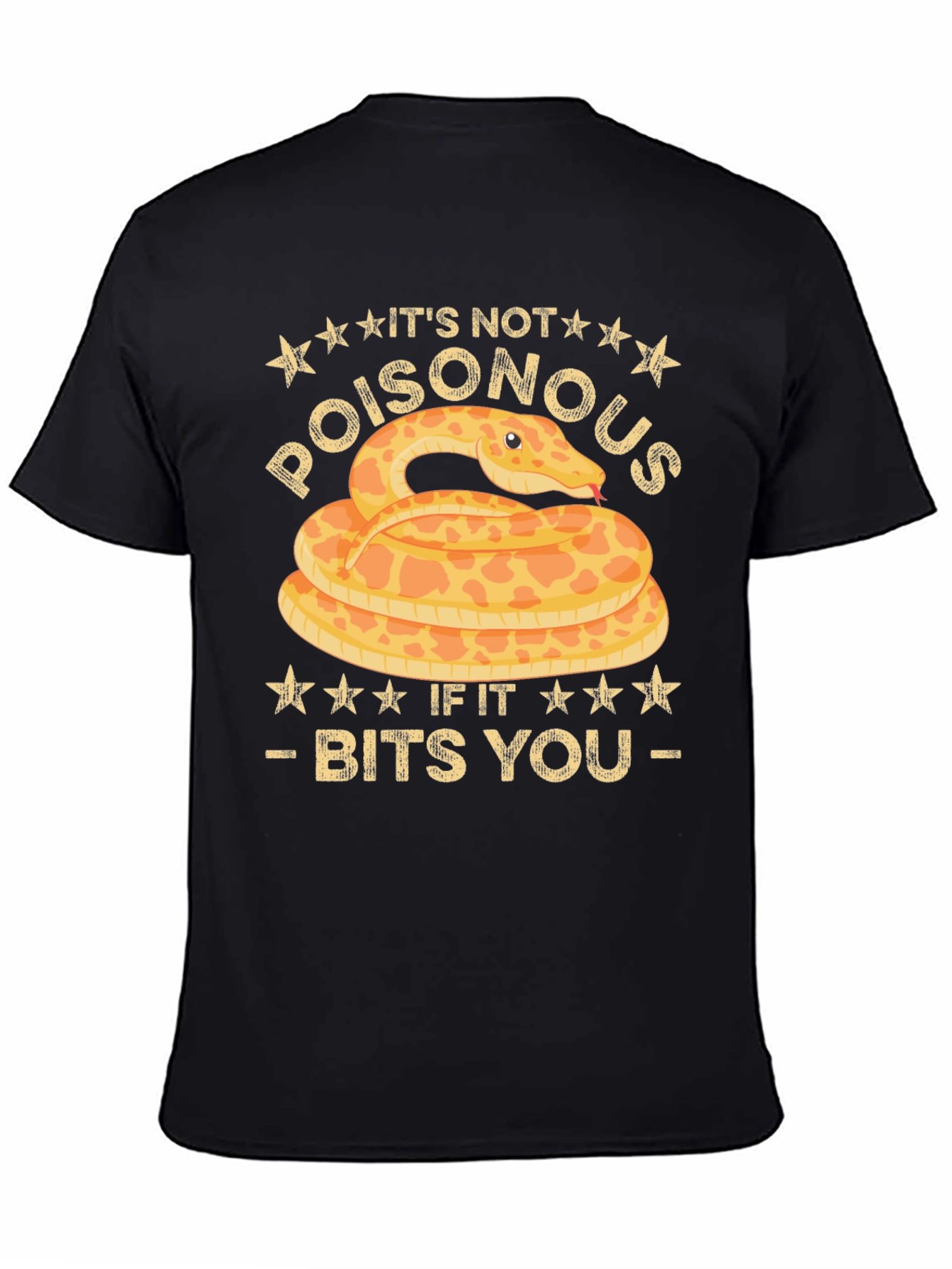 Black Funny Snake Bites T-Shirt - It's Not Poisonous view 4