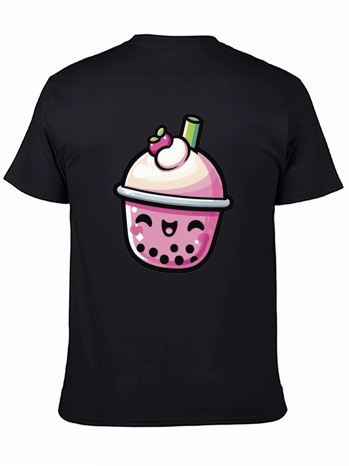 Black Kawaii Boba Tea Graphic Tee - Black view 4