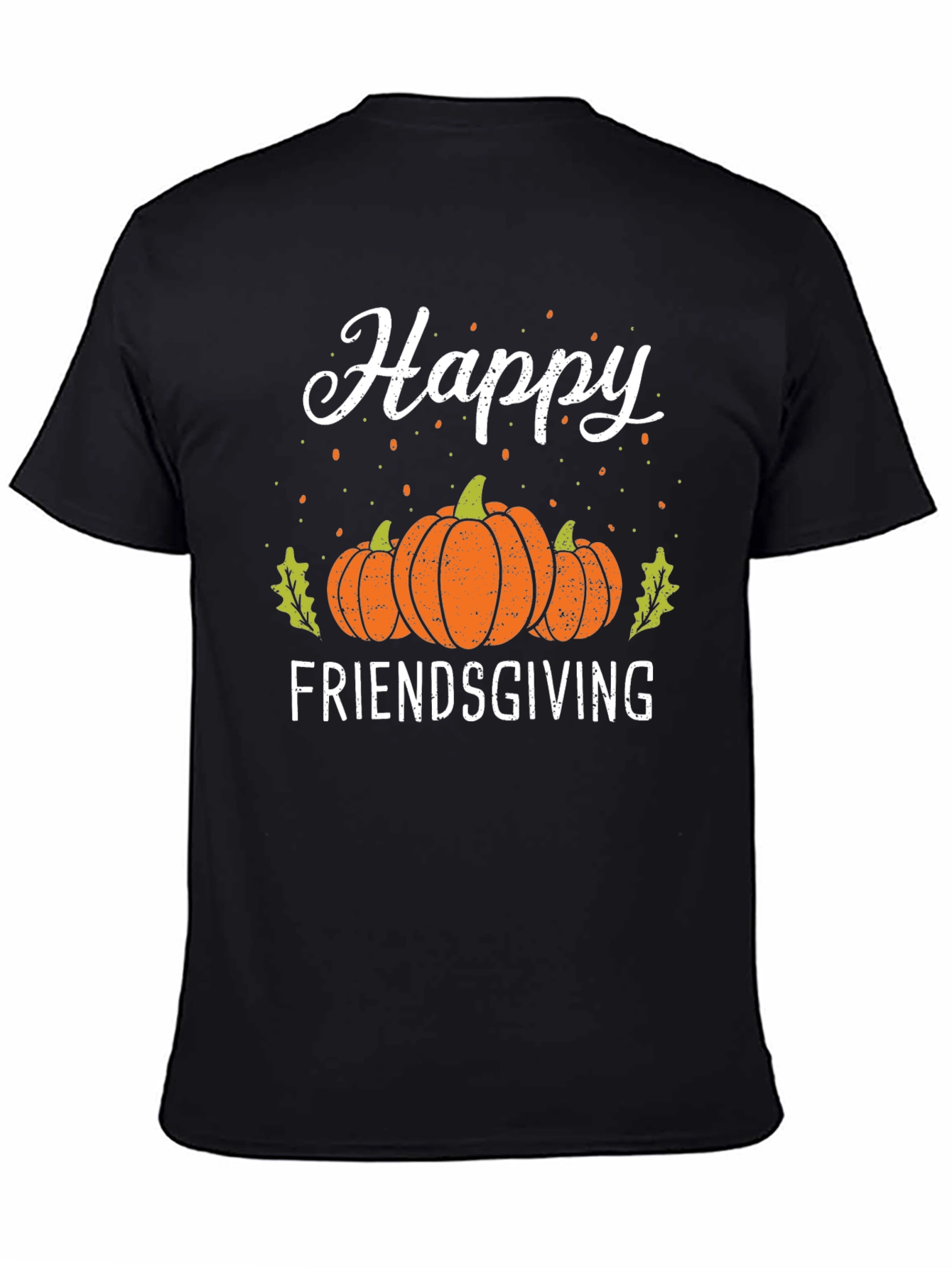 Black Happy Friendsgiving T-Shirt | Fall Harvest Pumpkin Tee view 4