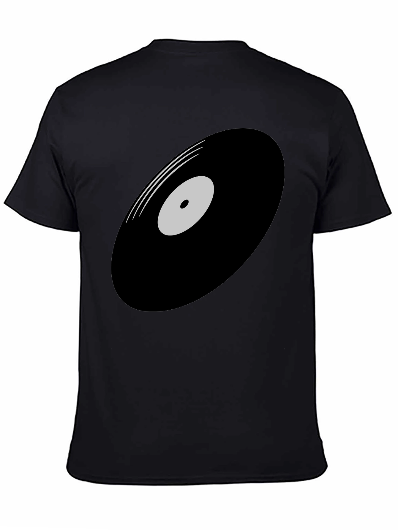 Black Retro Vinyl Record Graphic T-Shirt - Black view 4