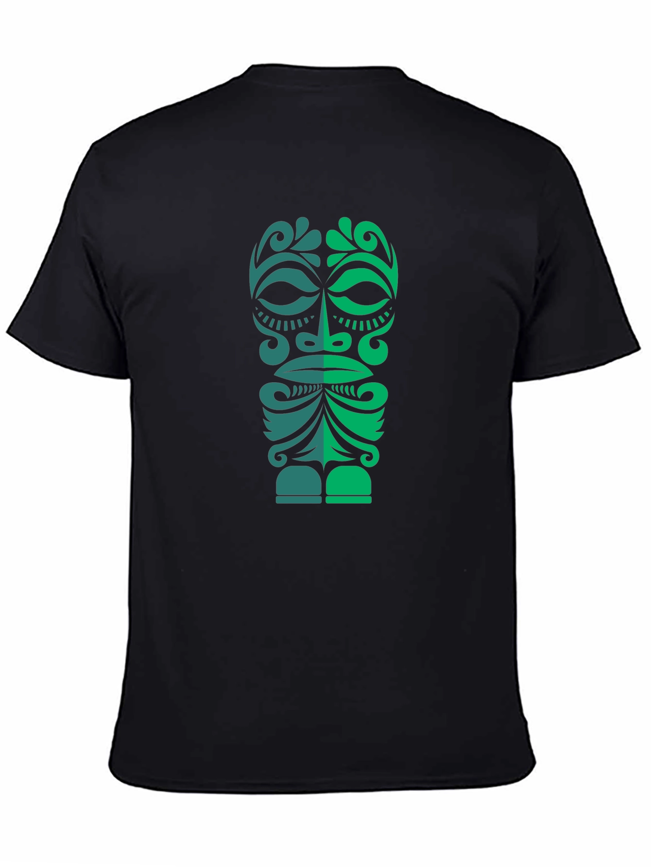 Black Tribal Tiki Mask Graphic Tee - Men's Black T-Shirt view 4