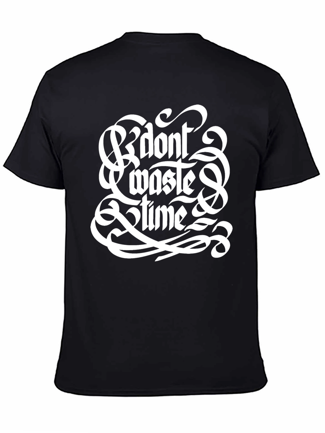 Black Don't Waste Time Black Graphic Tee view 4