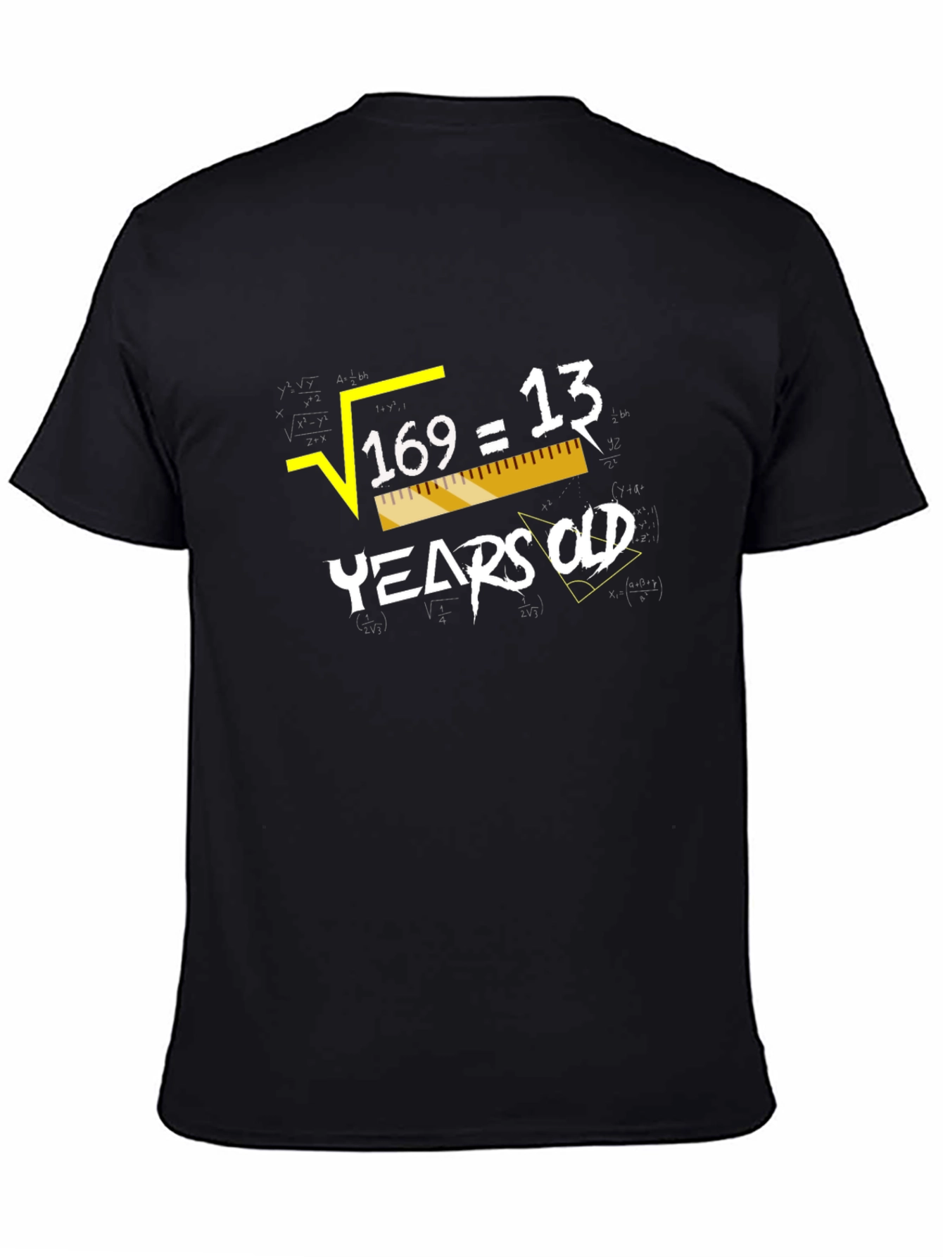 Black Square Root 169 = 13 Years Old Humor Graphic Tee view 4