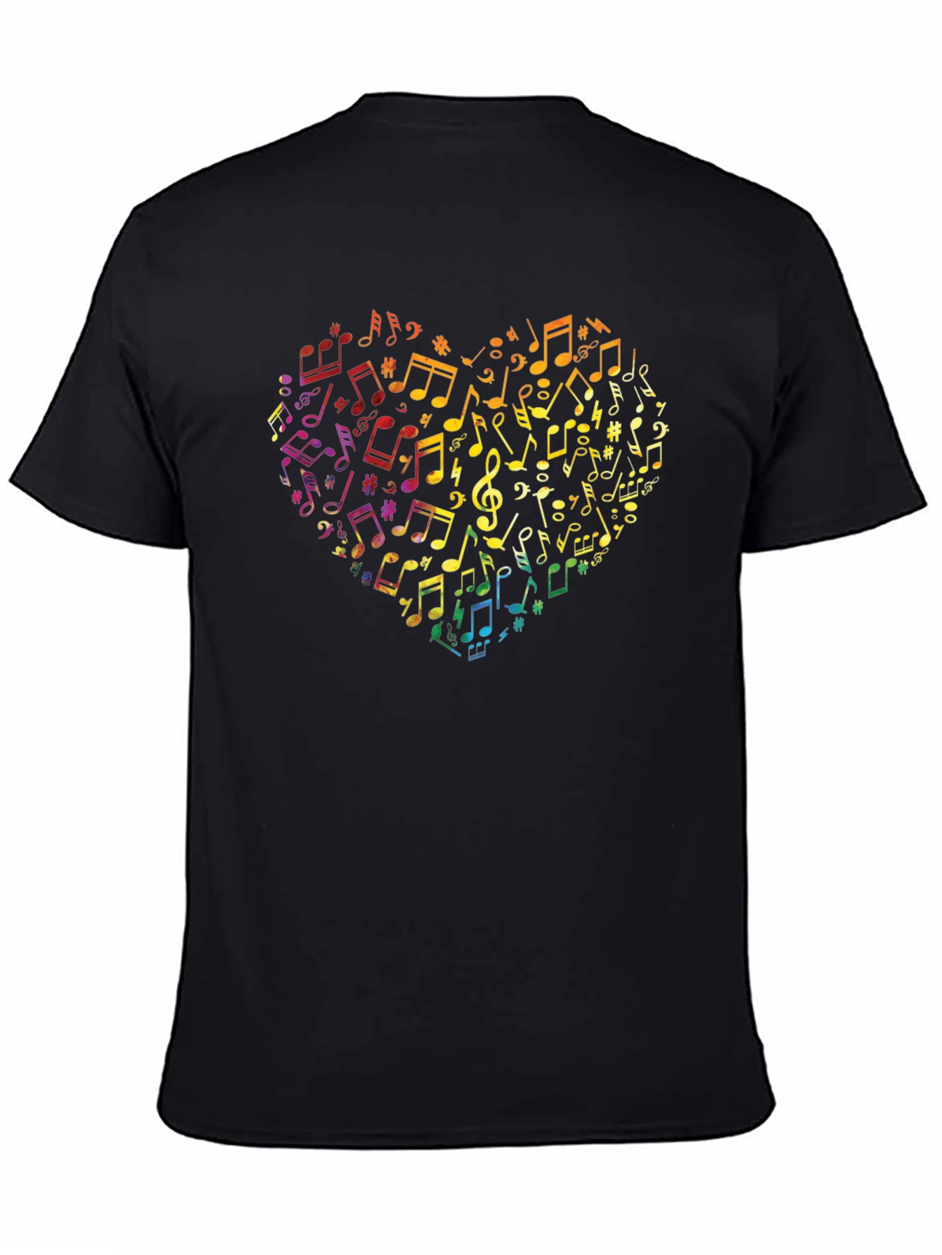 Black Music Notes Heart Graphic Tee view 4