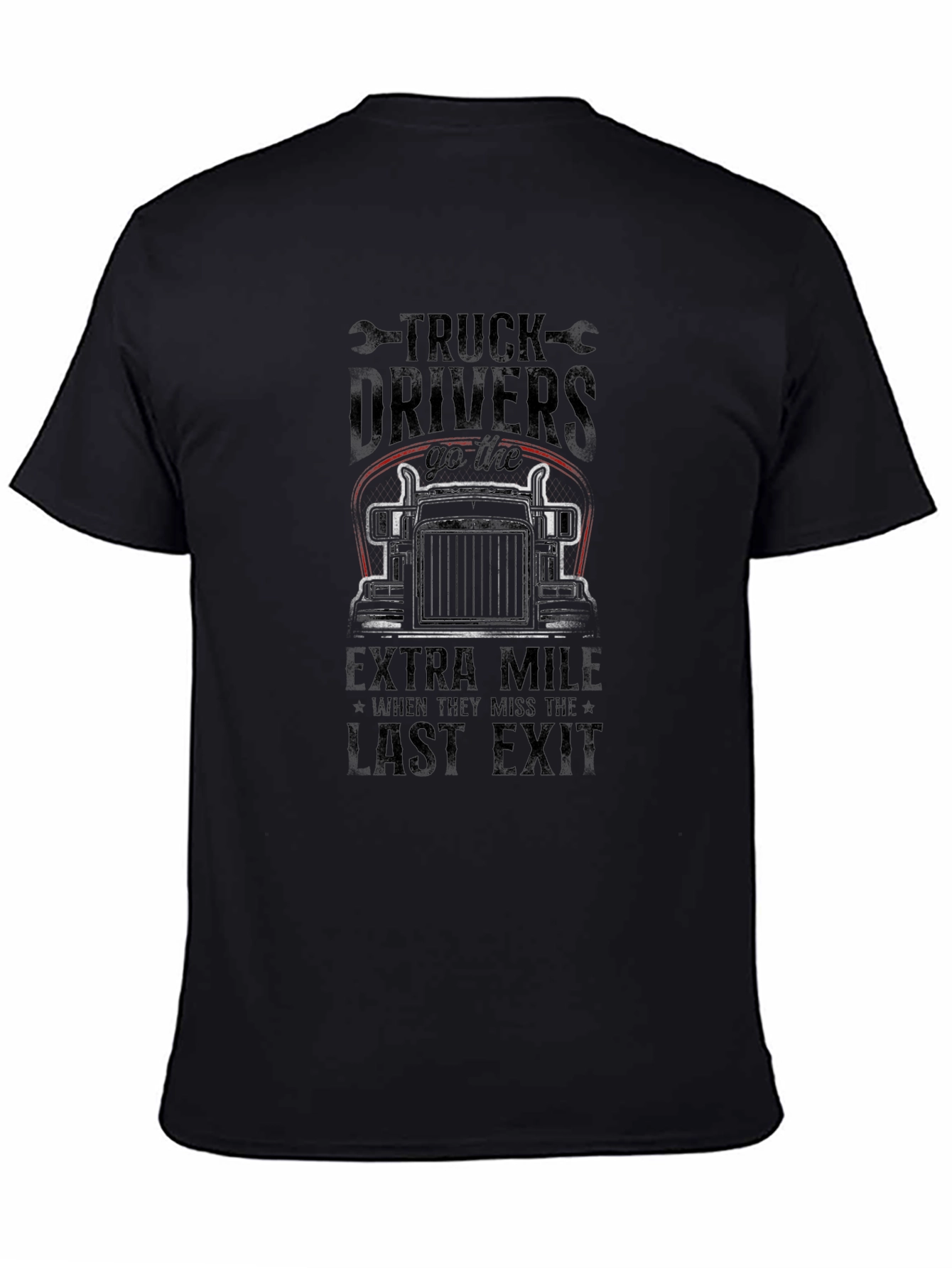 Black Truck Driver Extra Mile Graphic Tee view 4
