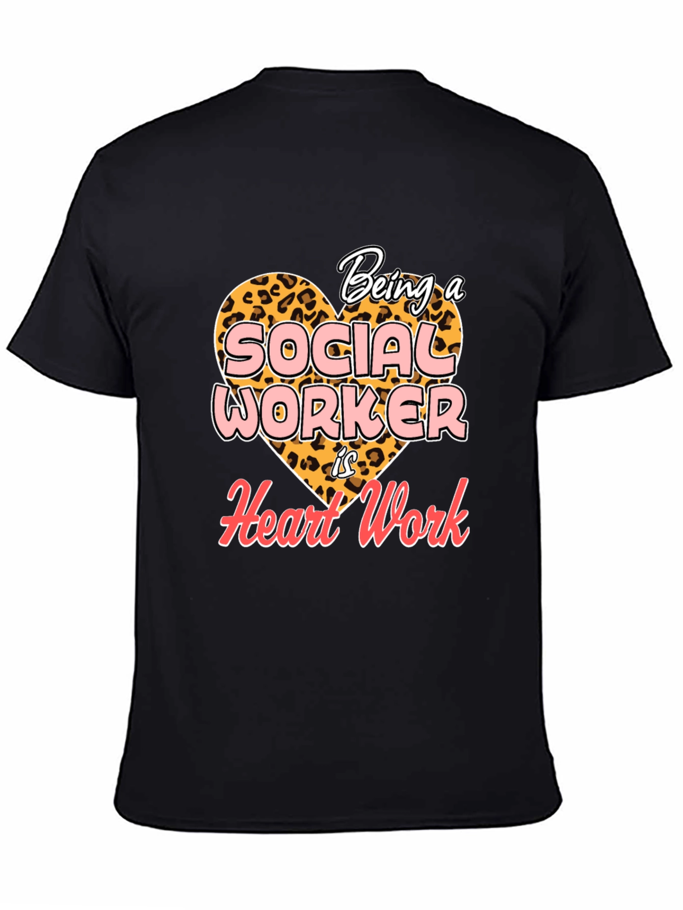 Black Social Worker Heart Work T-Shirt - Black view 4