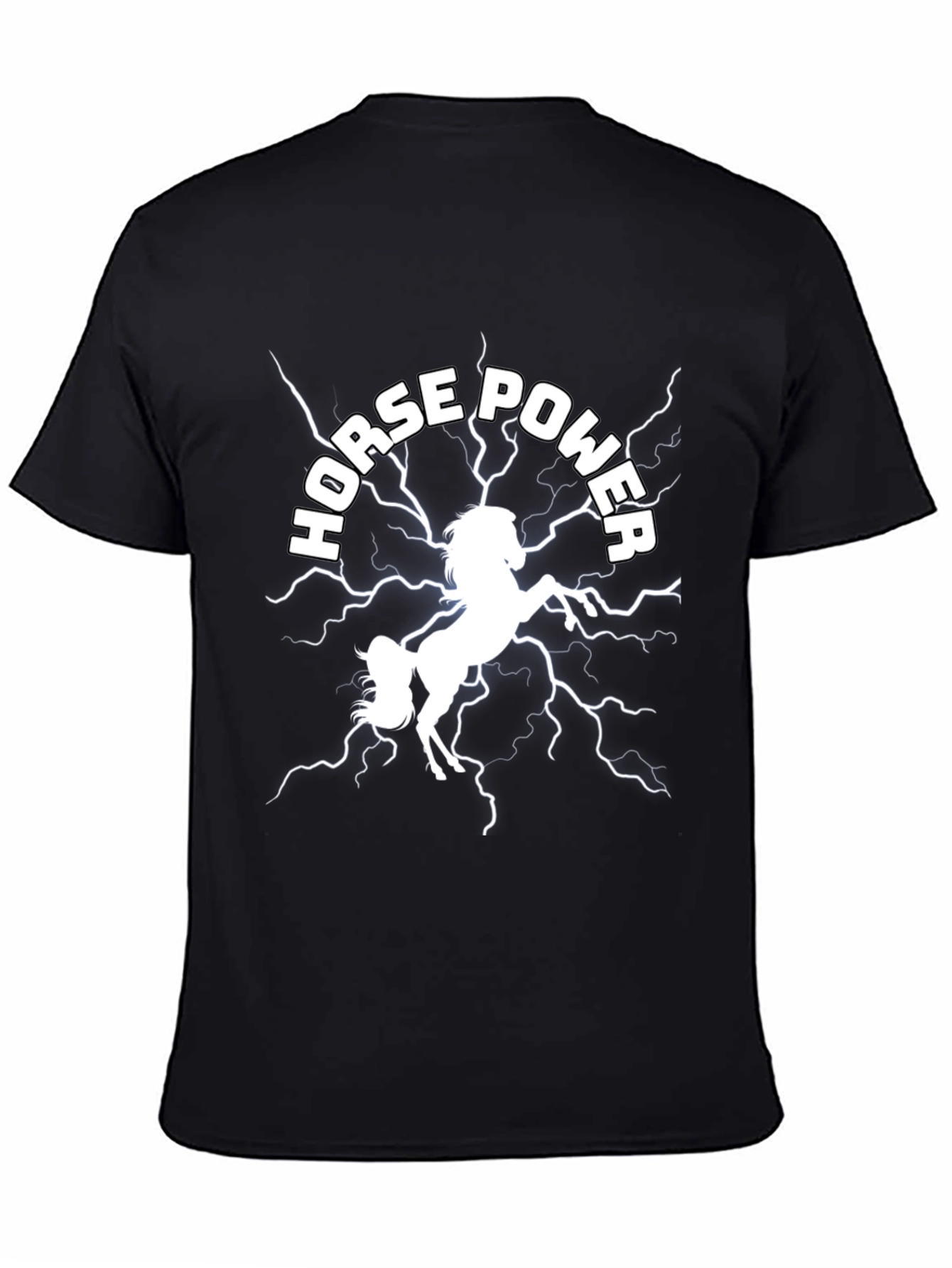 Black Horsepower Graphic Tee - Black Cotton T-Shirt view 4