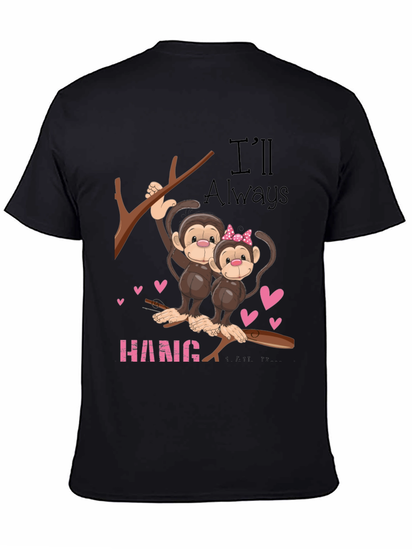Black Hang In There Monkey Couple Graphic Tee view 4