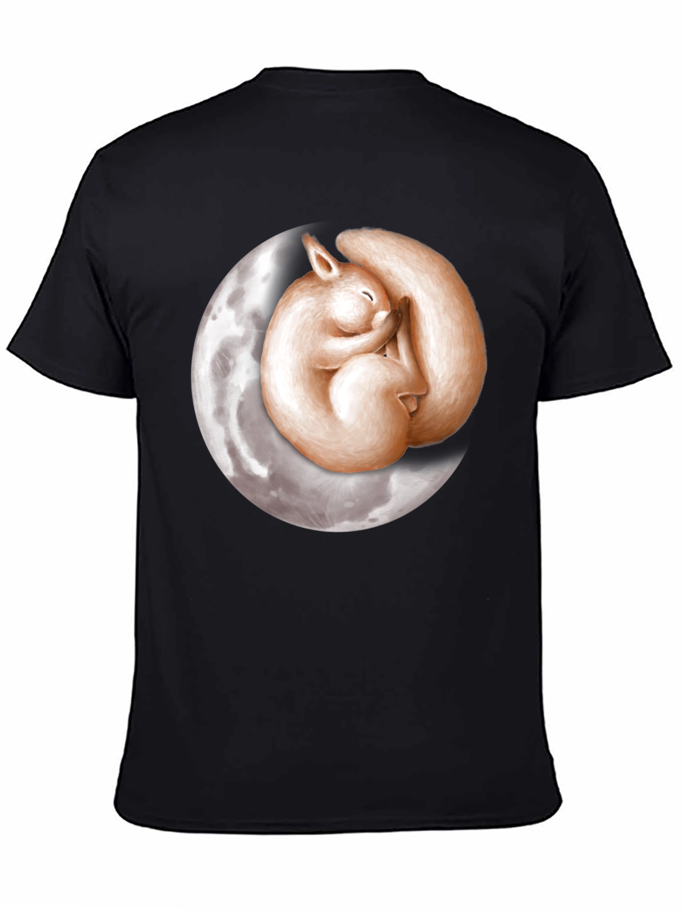 Black Dreamy Squirrel Moon Graphic T-Shirt - Black view 4