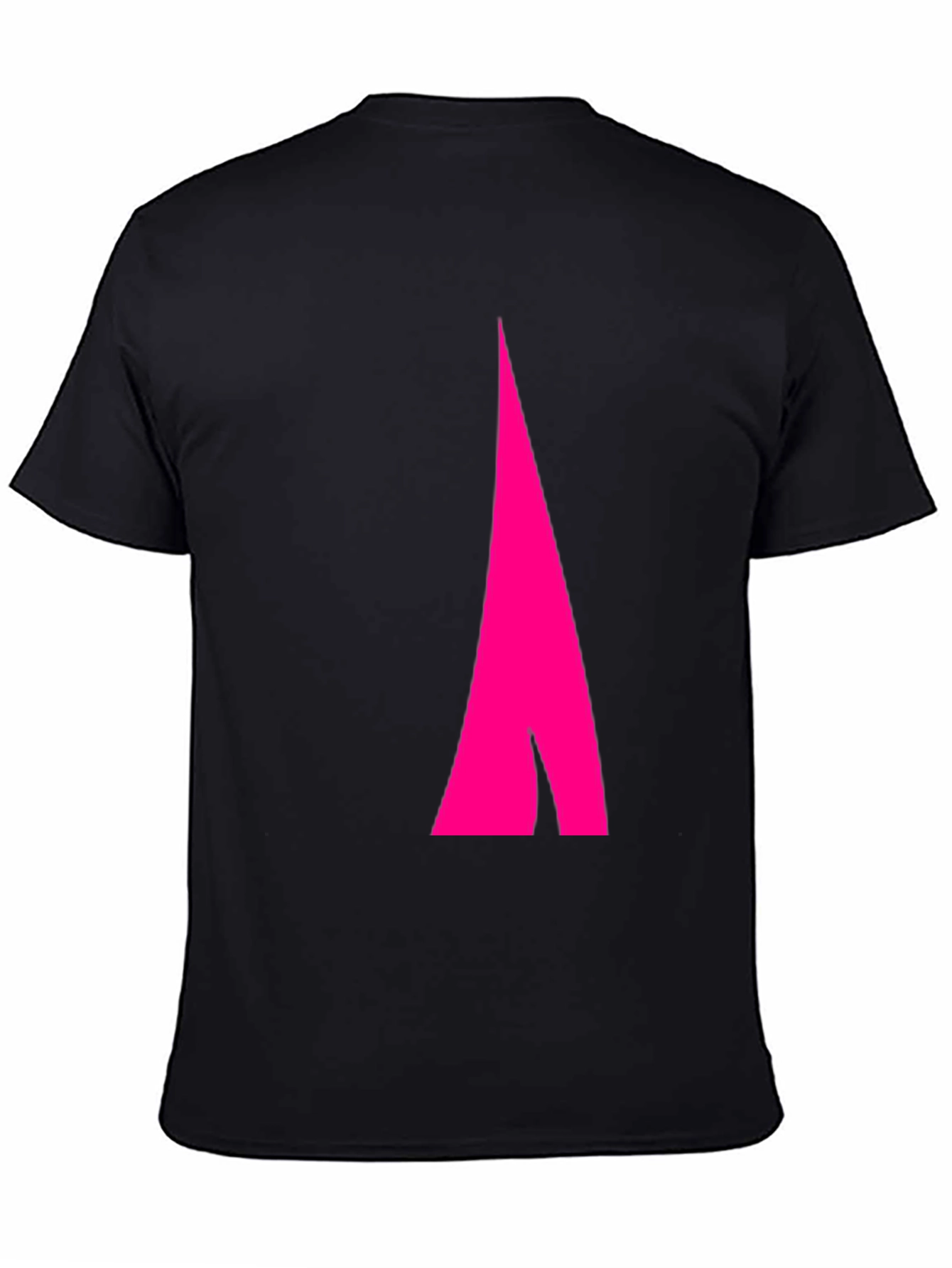 Black Men's Black Tee with Abstract Pink Arrow Design view 4