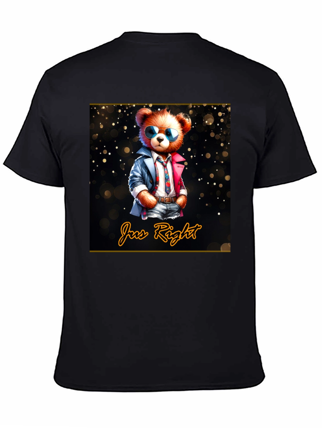 Black Cool Bear Graphic Tee - 'Jus Right' Style view 4