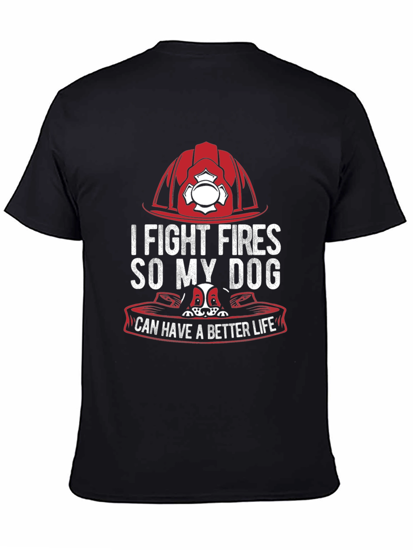 Black Firefighter Dog Lover T-Shirt view 4
