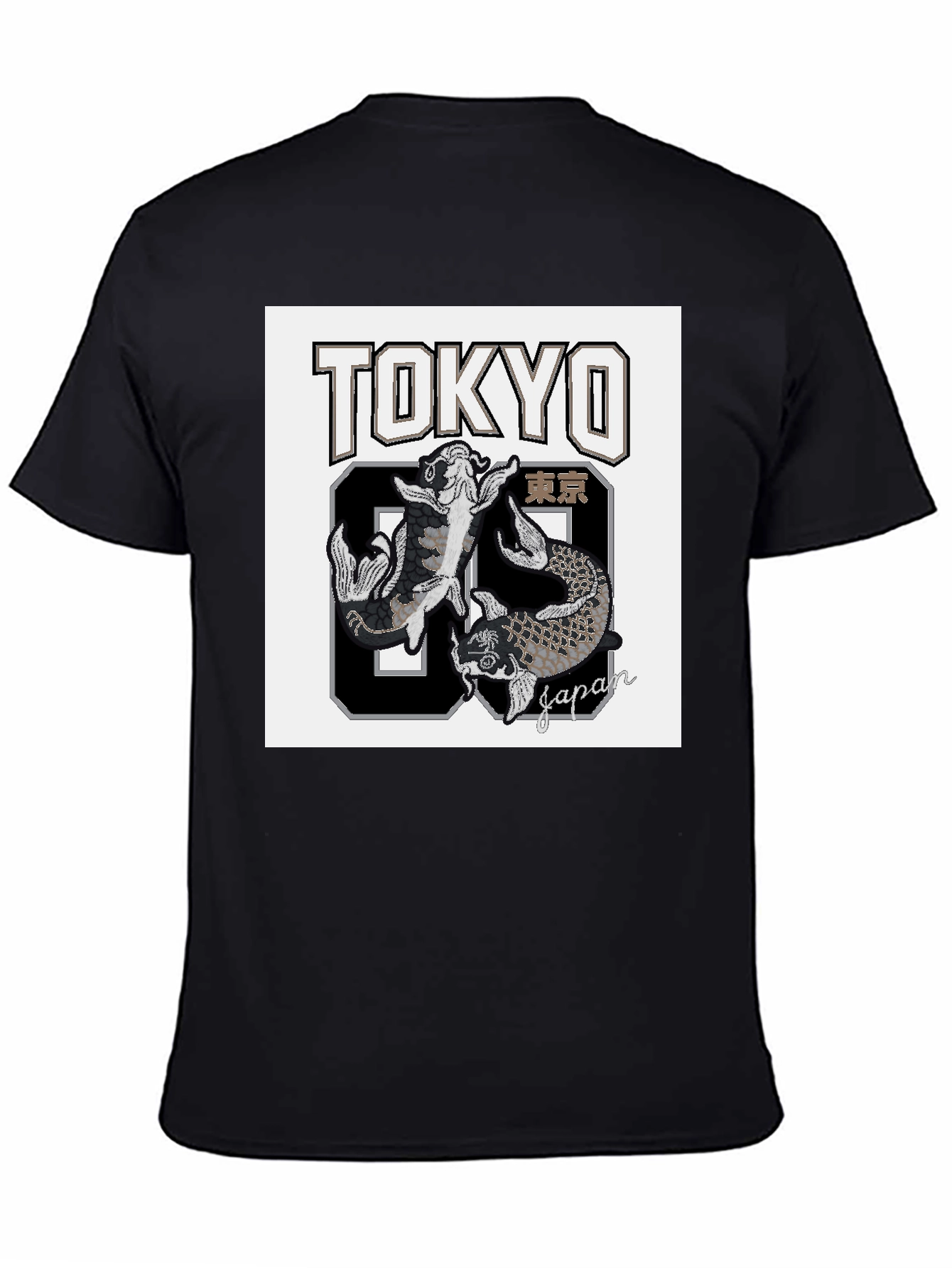 Black Tokyo 89 Japan Koi Fish Graphic T-Shirt view 4