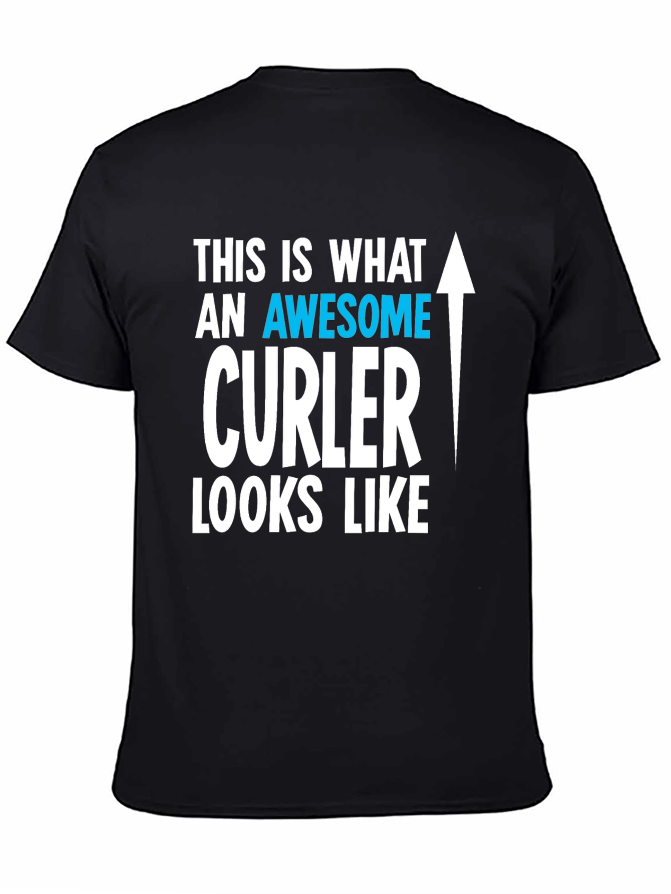Black Awesome Curler T-Shirt | Curling Fan Tee view 4
