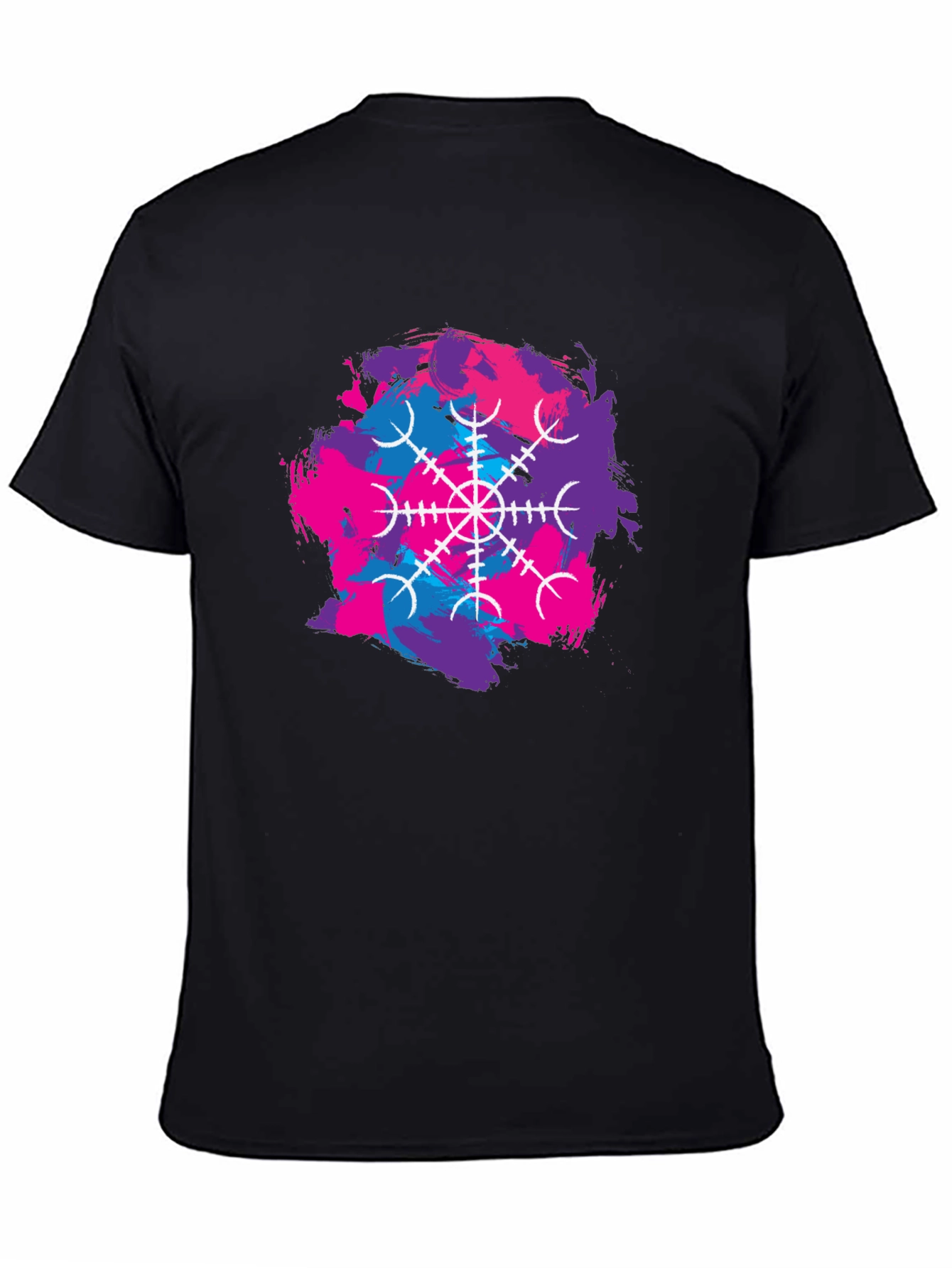 Black Black T-Shirt with Abstract Vegvisir Design view 4