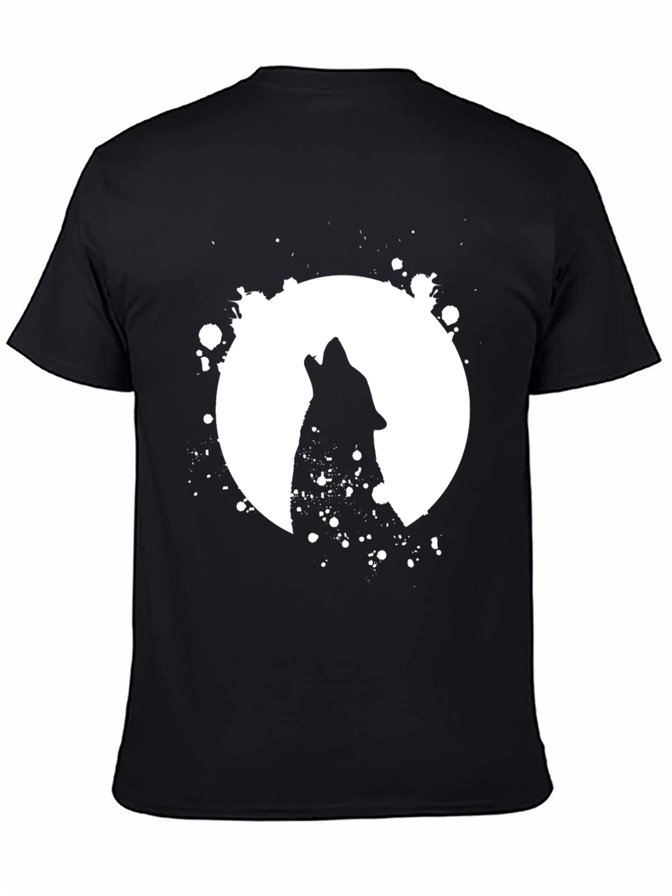 Black Wolf Moon Graphic Tee - Black Cotton Shirt view 4