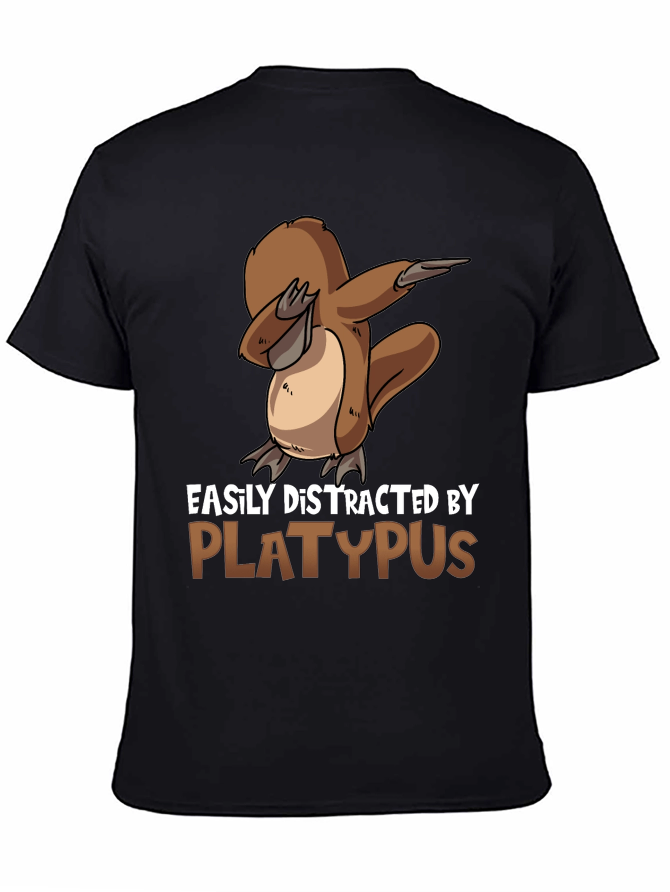 Black Easily Distracted By Platypus Black T-Shirt view 4