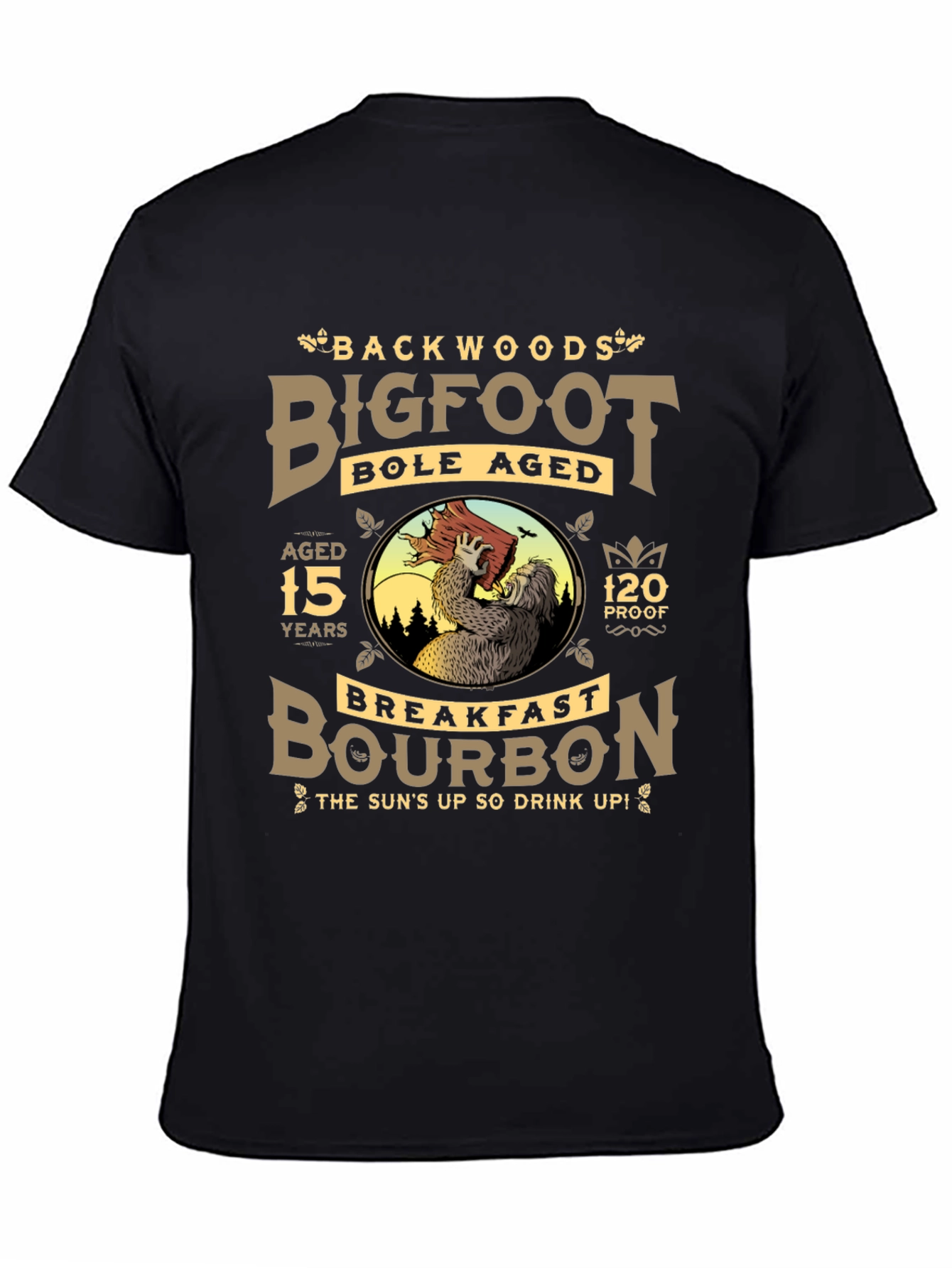 Black Backwoods Bigfoot Bourbon Black T-Shirt view 4