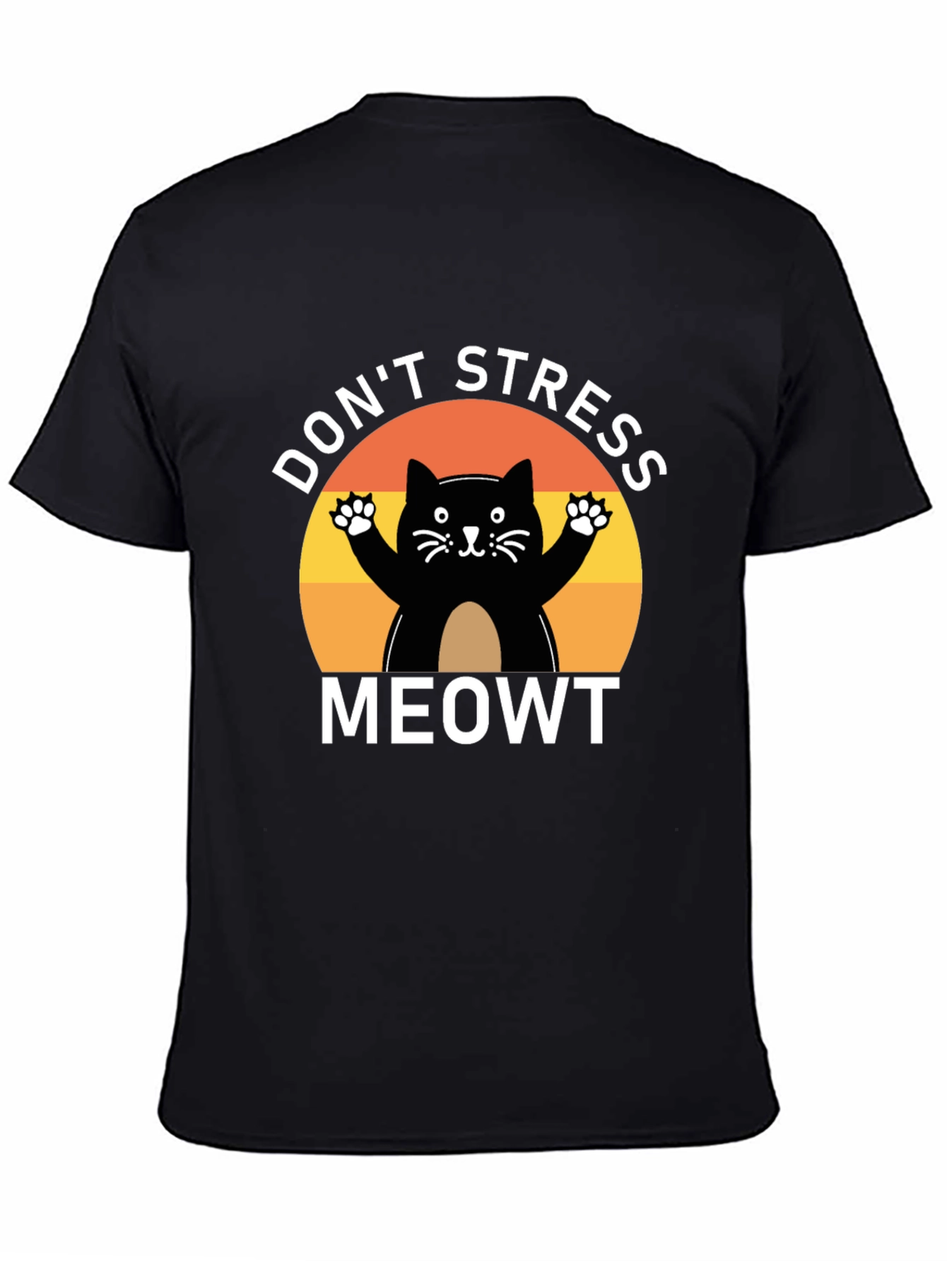 Black Don't Stress Meowt Cat T-Shirt view 4