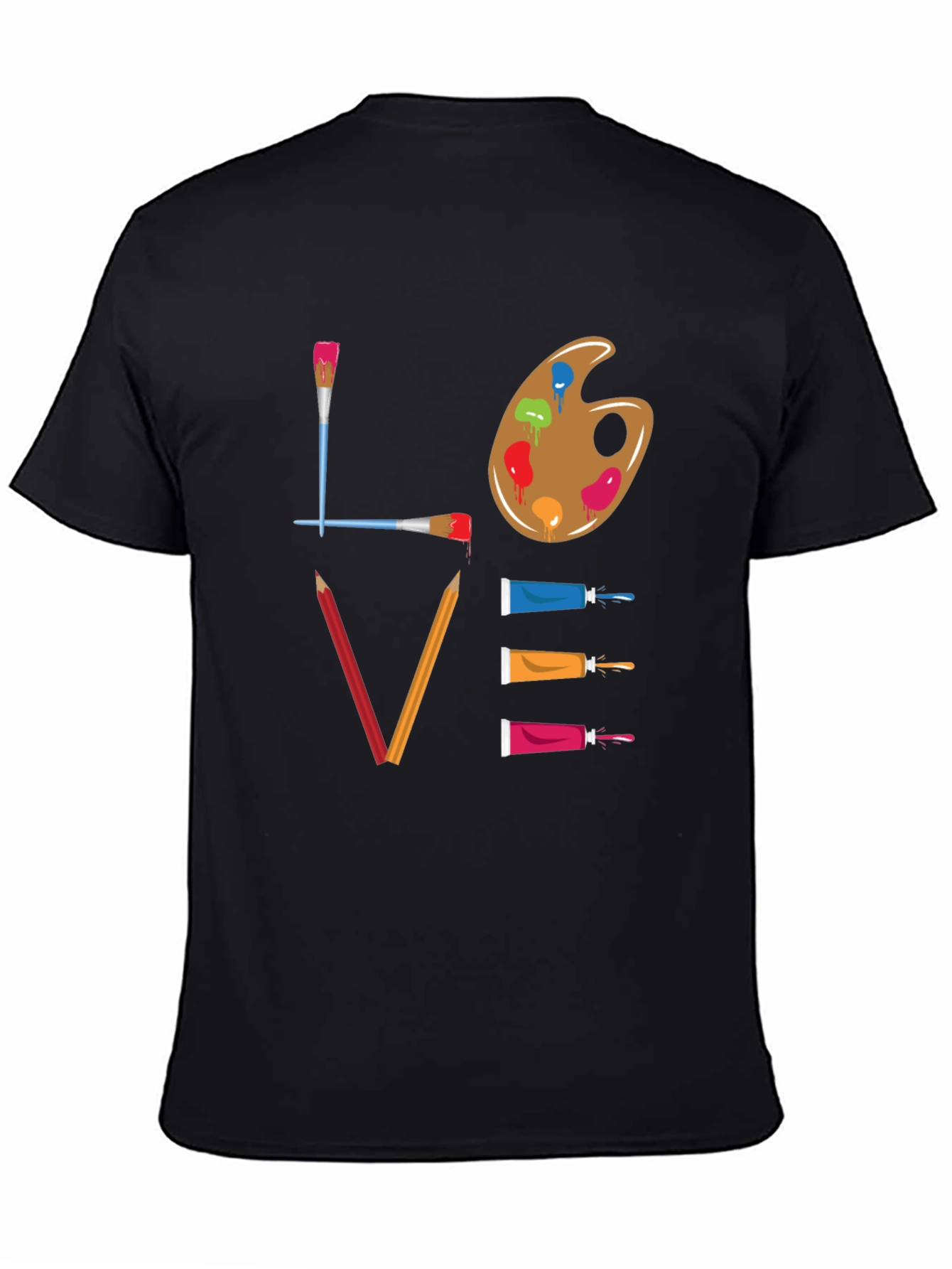 Black Love Art T-Shirt: Painter's Palette Design view 4