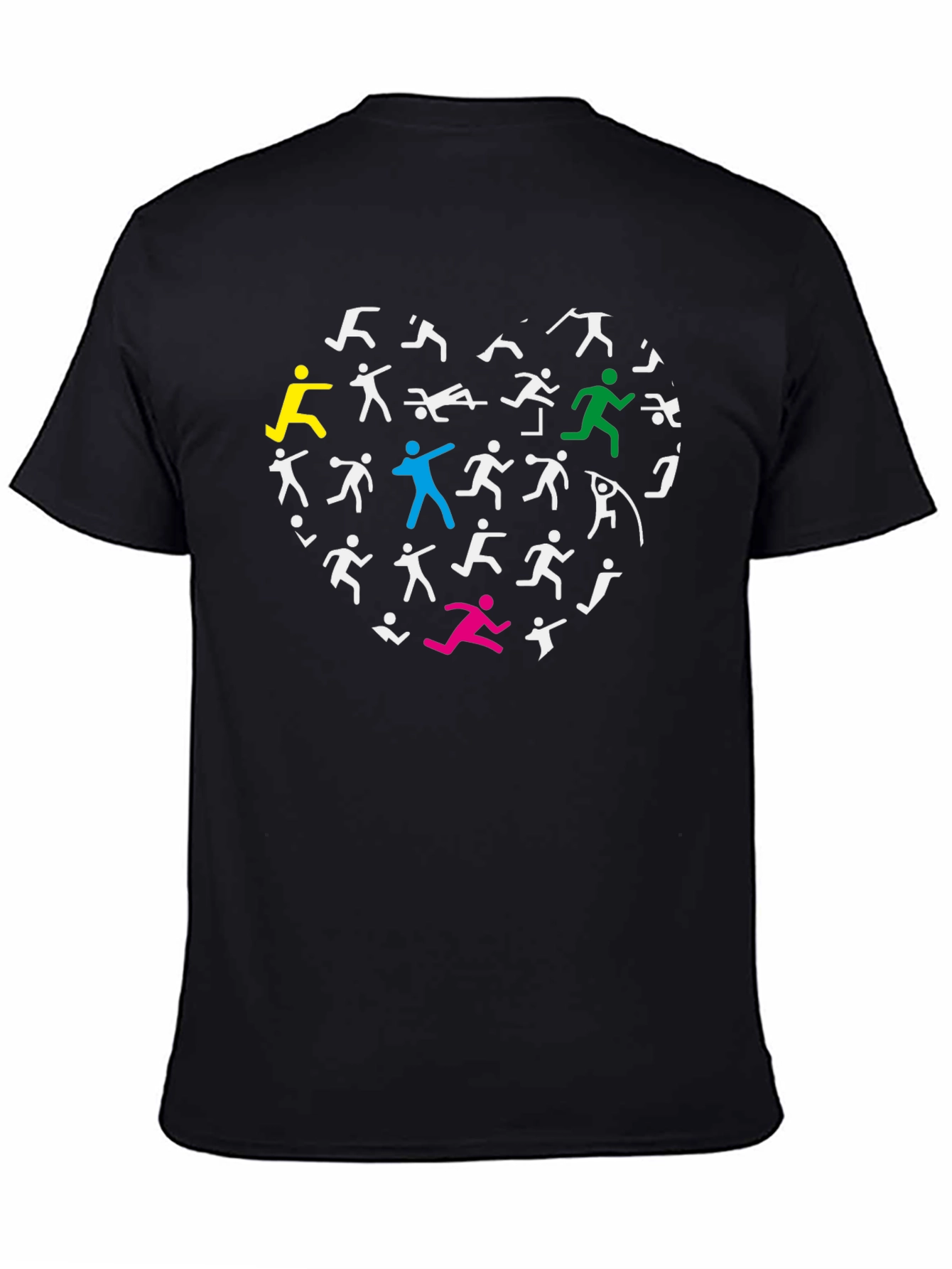 Black Athletic Heart Graphic T-Shirt - Black view 4