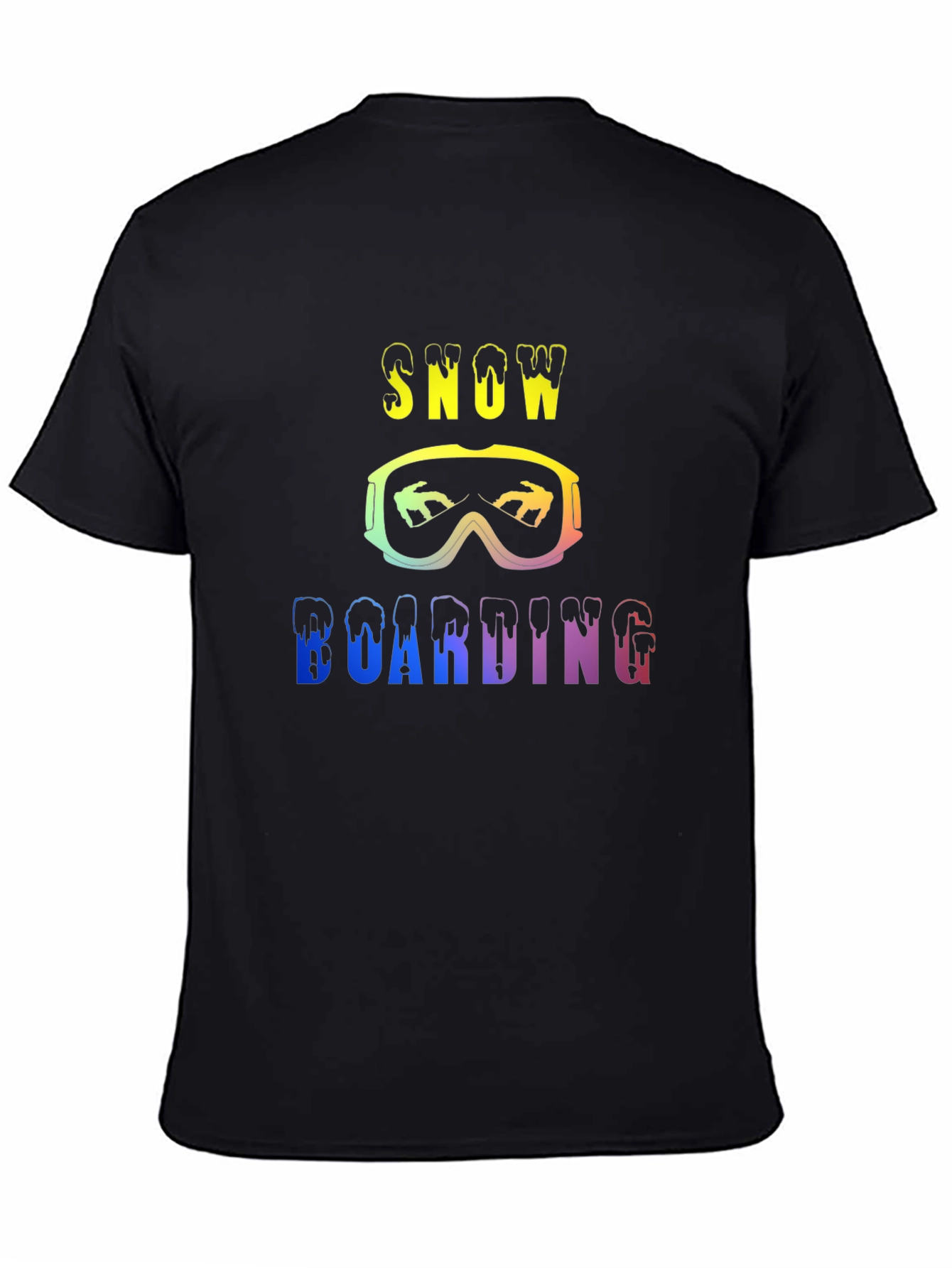 Black Snow Boarding Rainbow Graphic Black T-Shirt view 4