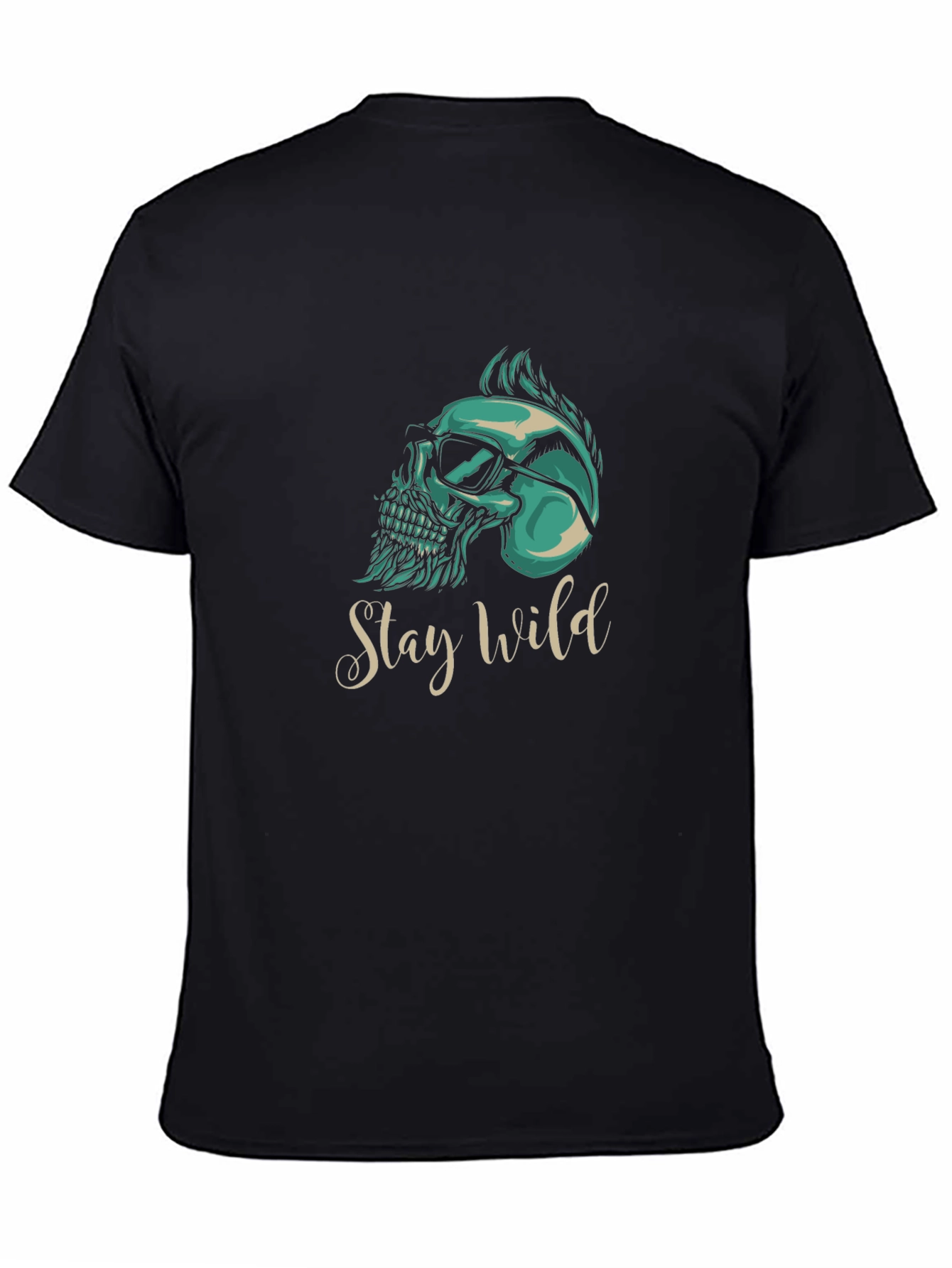 Black Stay Wild Skull Graphic T-Shirt - Black view 4