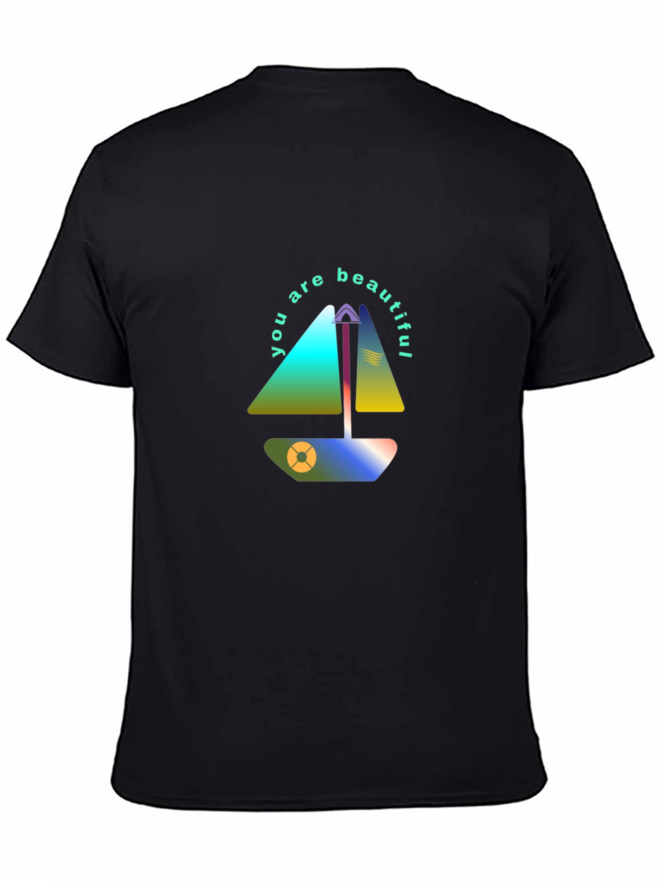 Black Modern Sailboat Graphic Tee - You Are Beautiful view 4