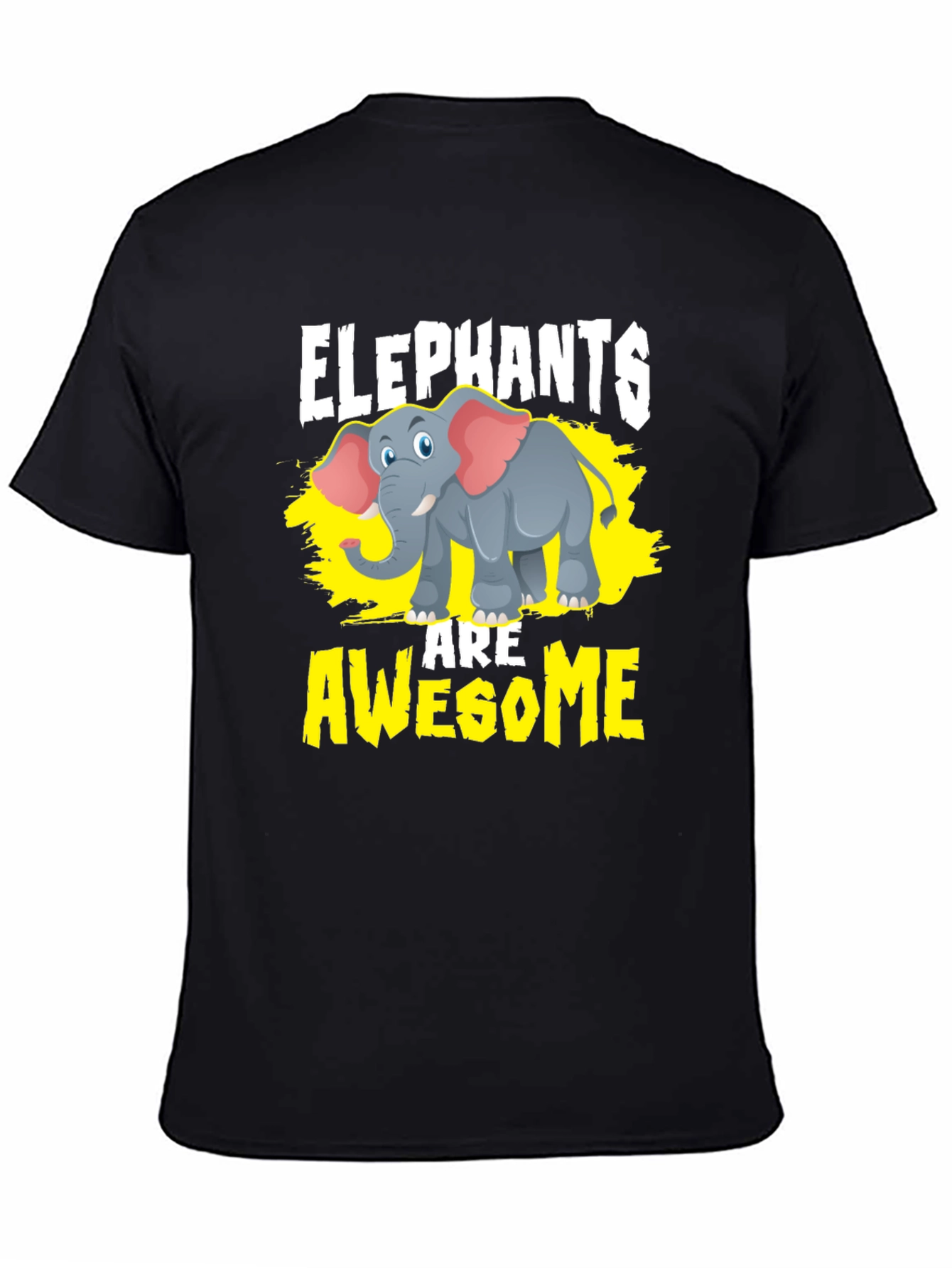 Black Elephants Are Awesome Graphic Tee - Black view 4