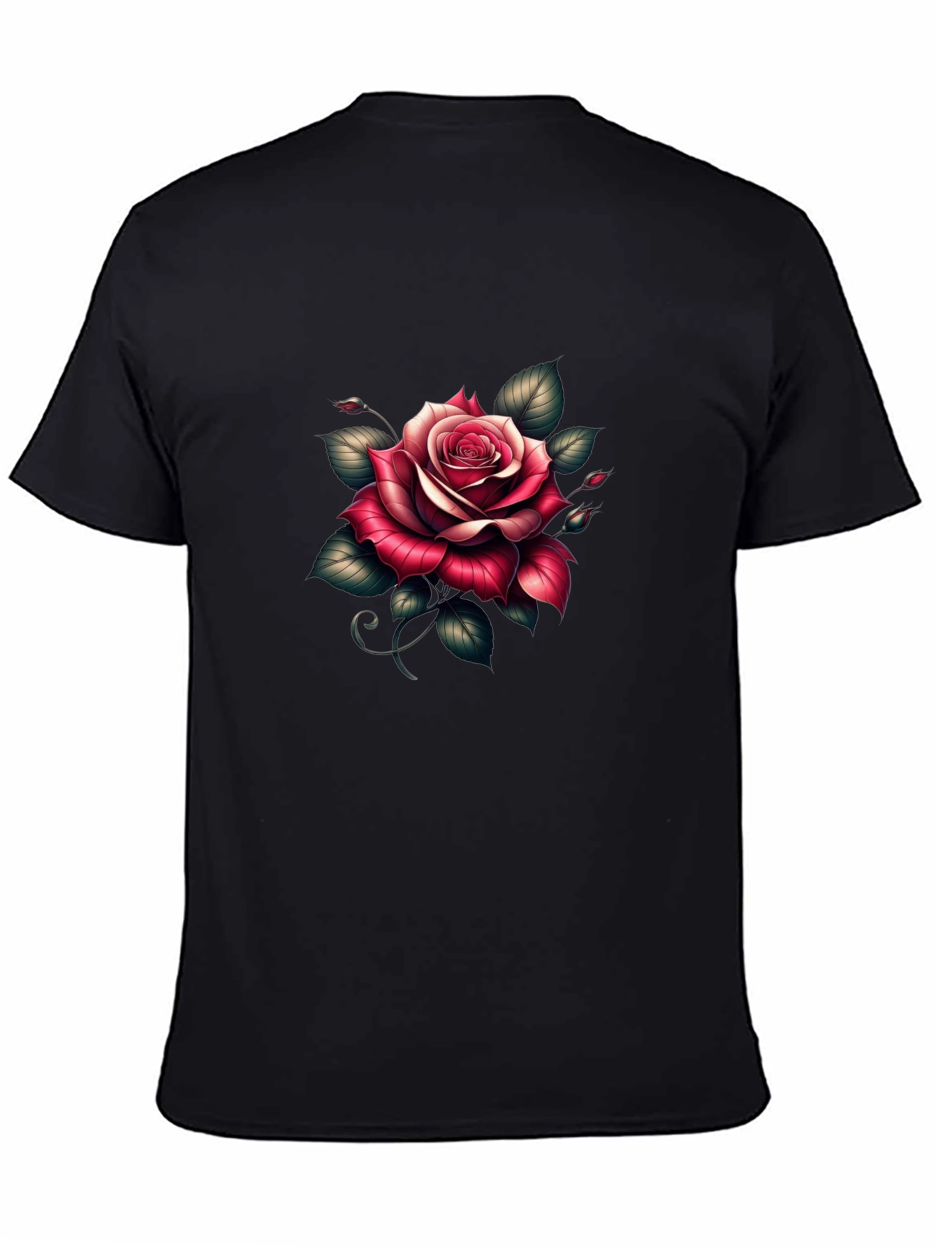 Black Rose Graphic Black T-Shirt - Floral Tee view 4