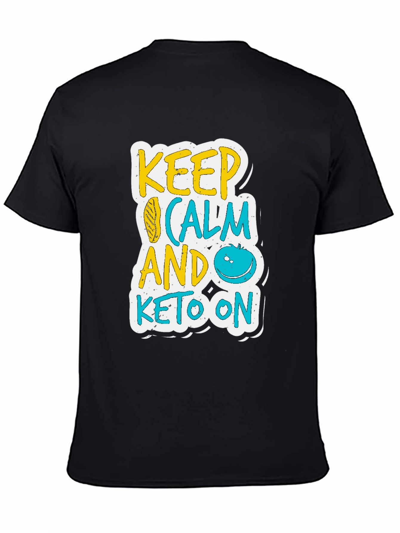 Black Keep Calm and Keto On Black T-Shirt view 4