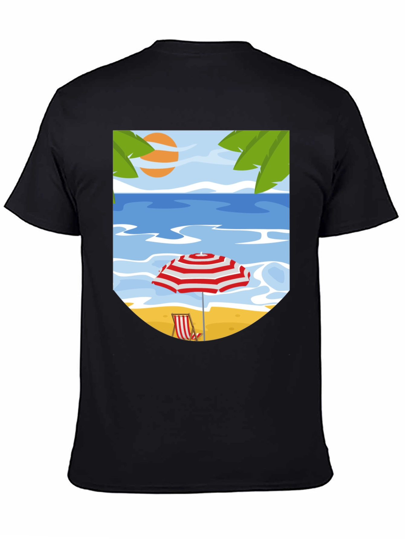 Black Beach Scene Graphic Tee - Black Cotton T-Shirt view 4