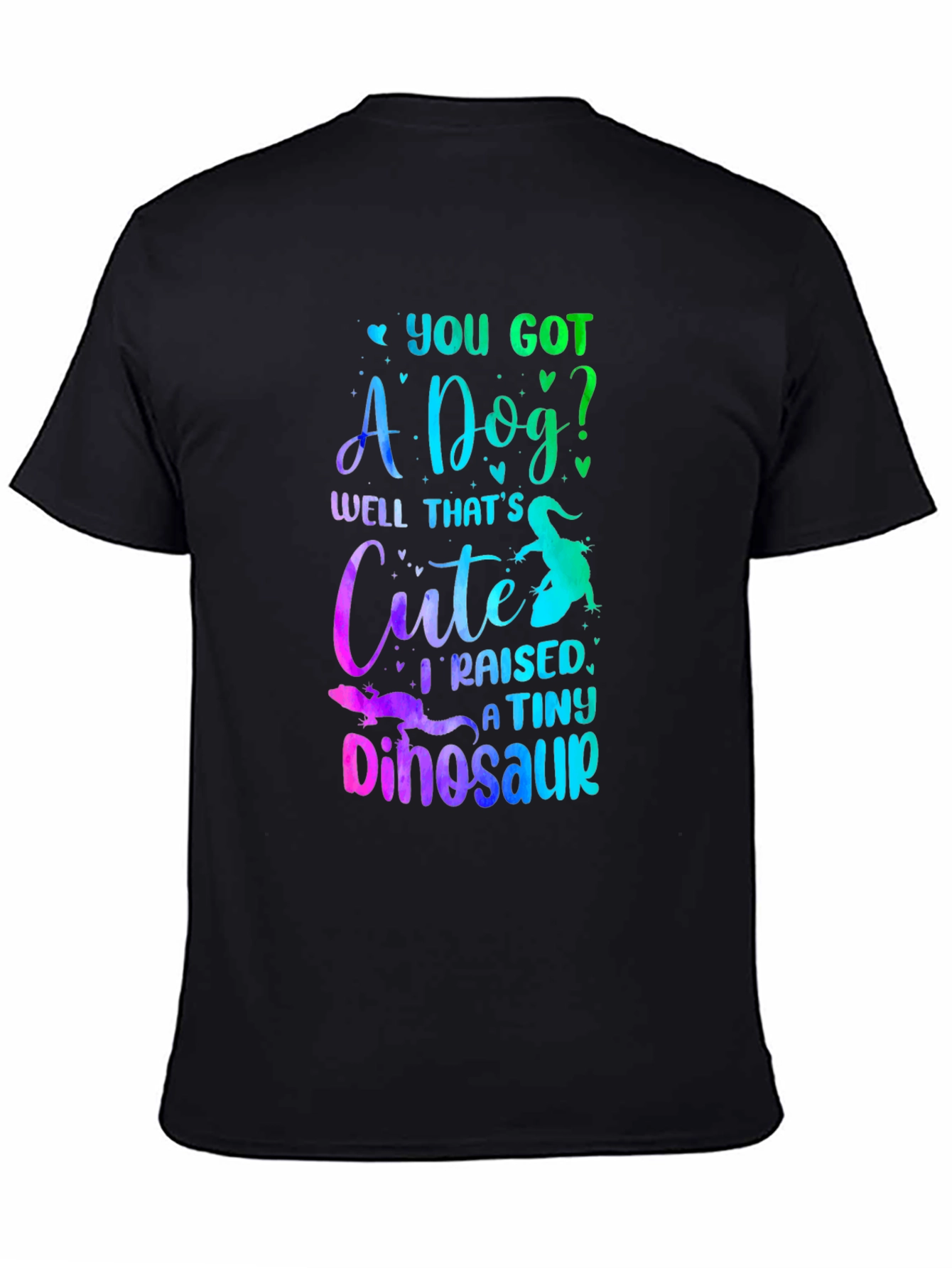Black Funny Lizard Owner T-Shirt: I Raised a Tiny Dinosaur view 4