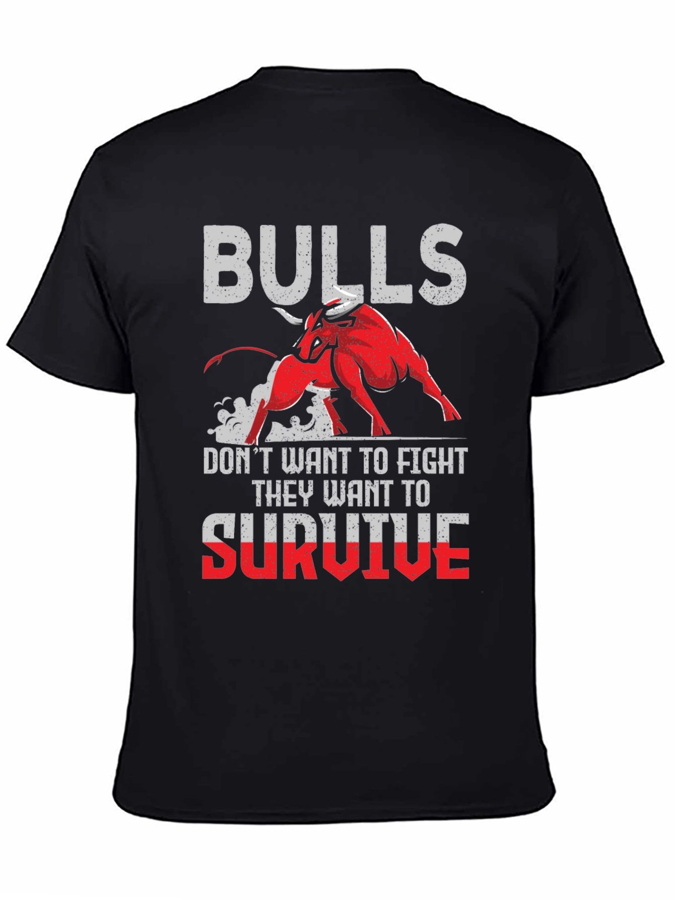 Black Bulls Graphic Print Black T-Shirt view 4