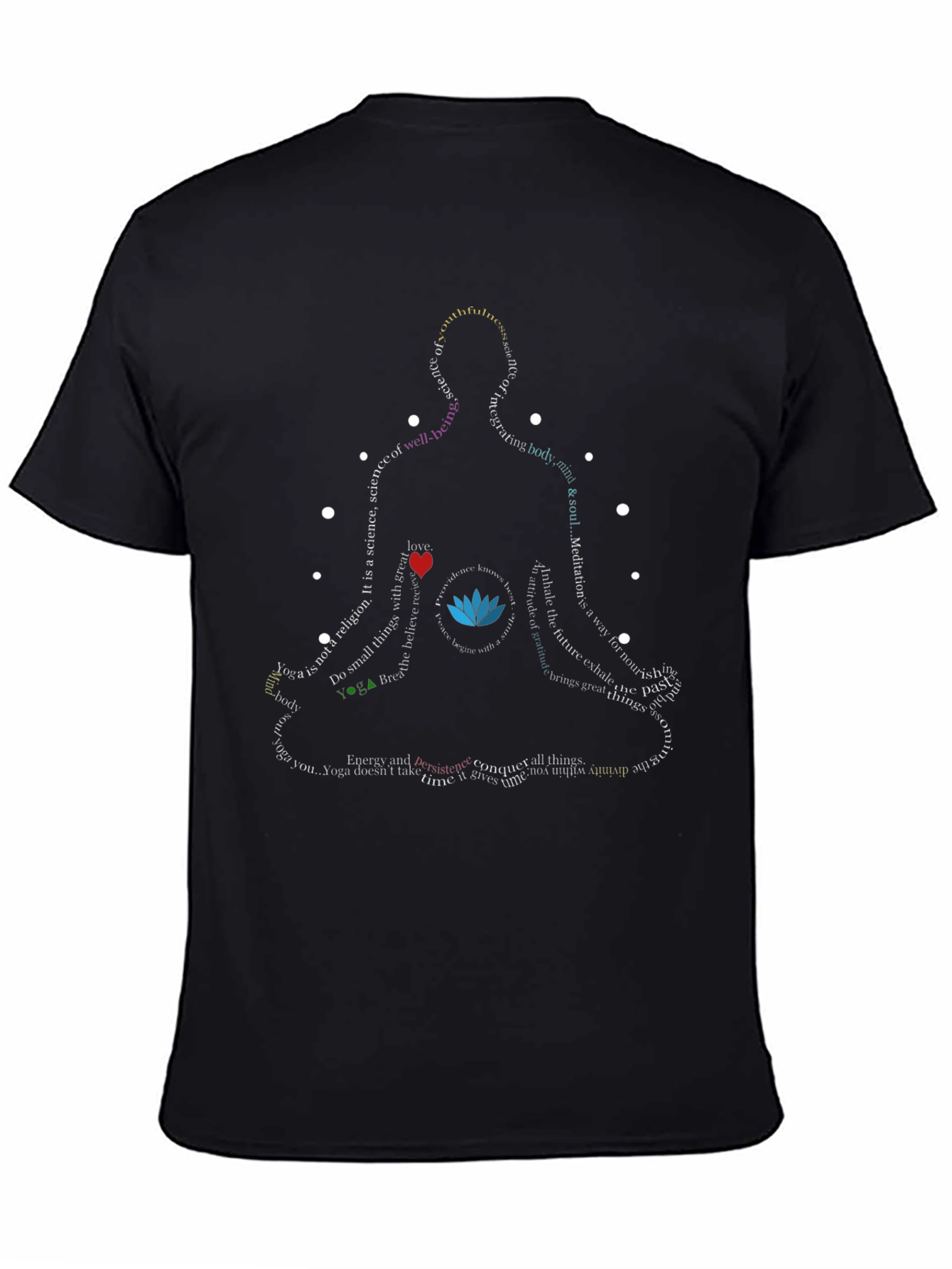 Black Yoga Silhouette Word Art T-Shirt - Meditate in Style! view 4