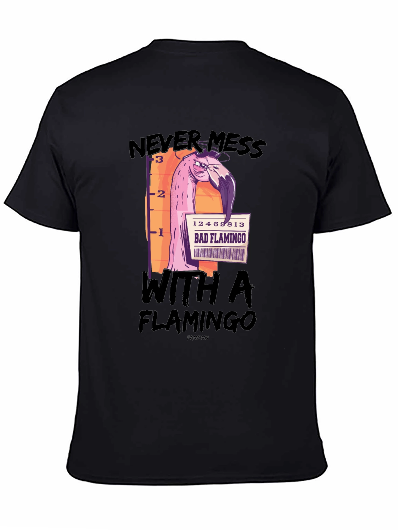 Black Bad Flamingo Graphic Tee - Mens Black T-Shirt view 4