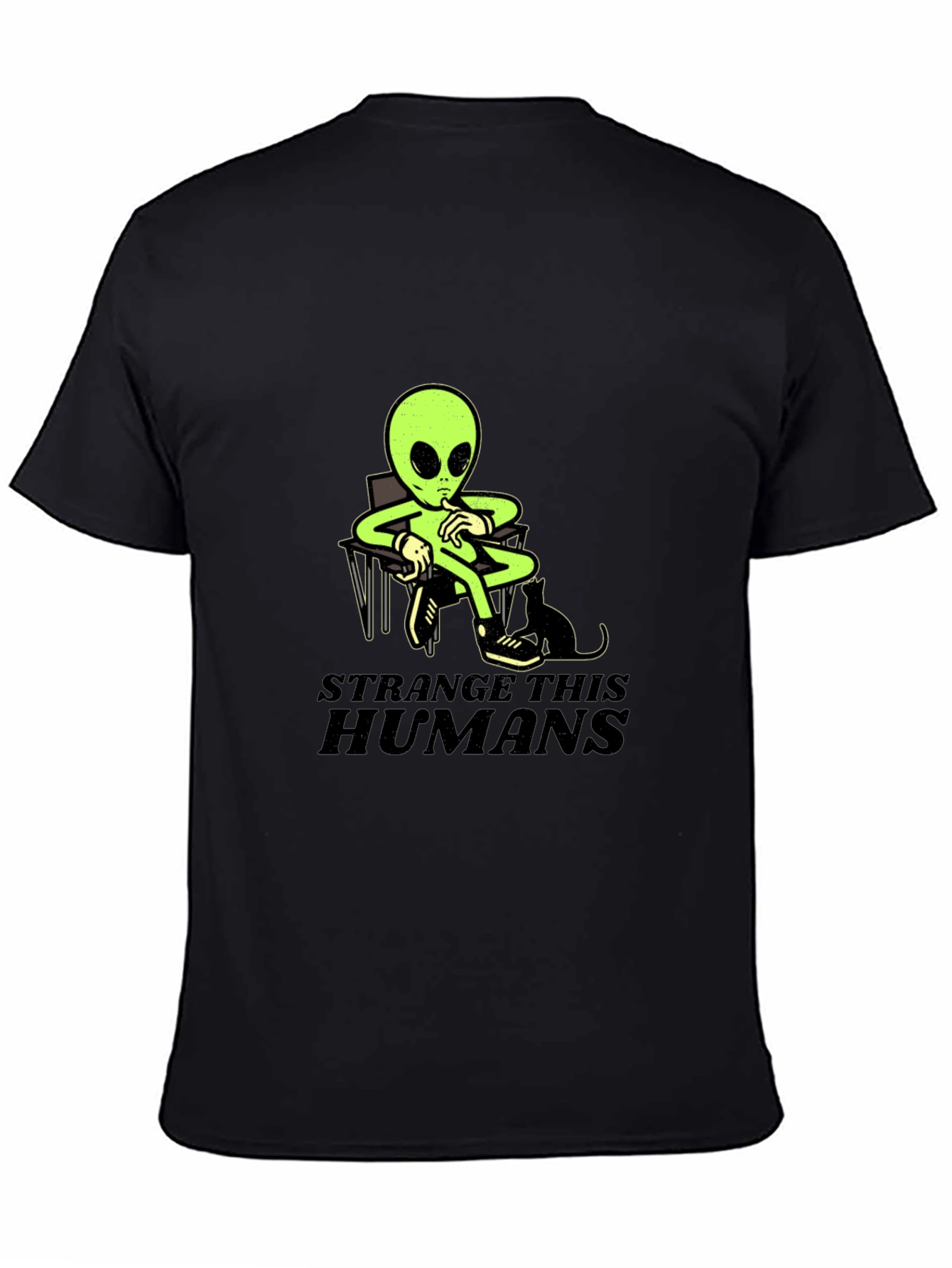 Black Strange This Humans Alien Black T-Shirt view 4