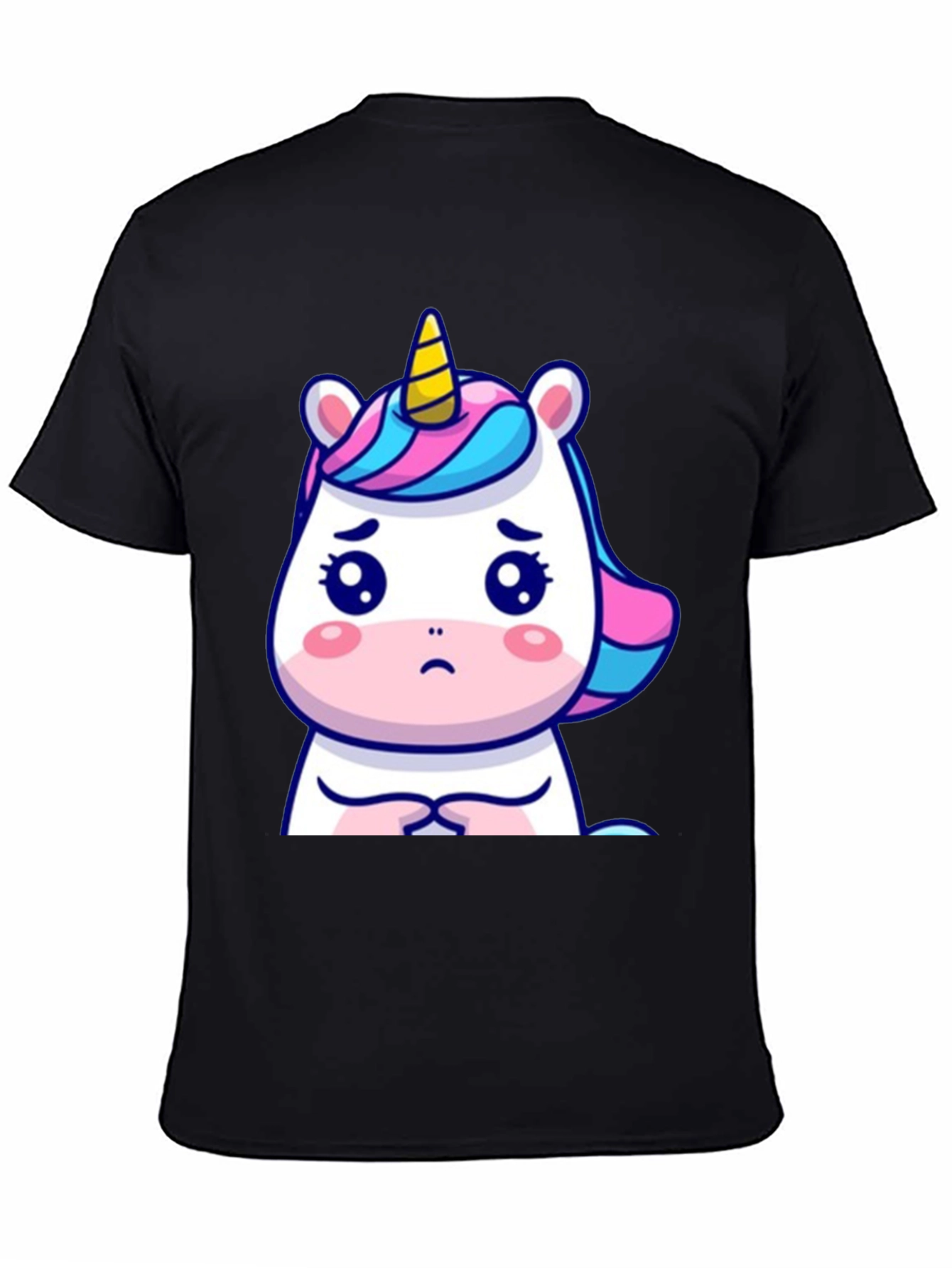 Black Sad Unicorn Graphic Tee - Black Cotton Comfort view 4
