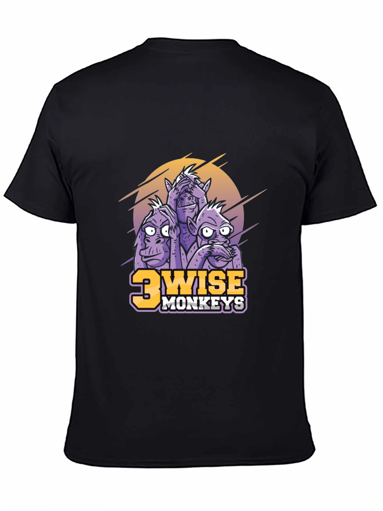 3 Wise Monkeys Graphic T-Shirt - Hear, See, Speak No Evil - 4