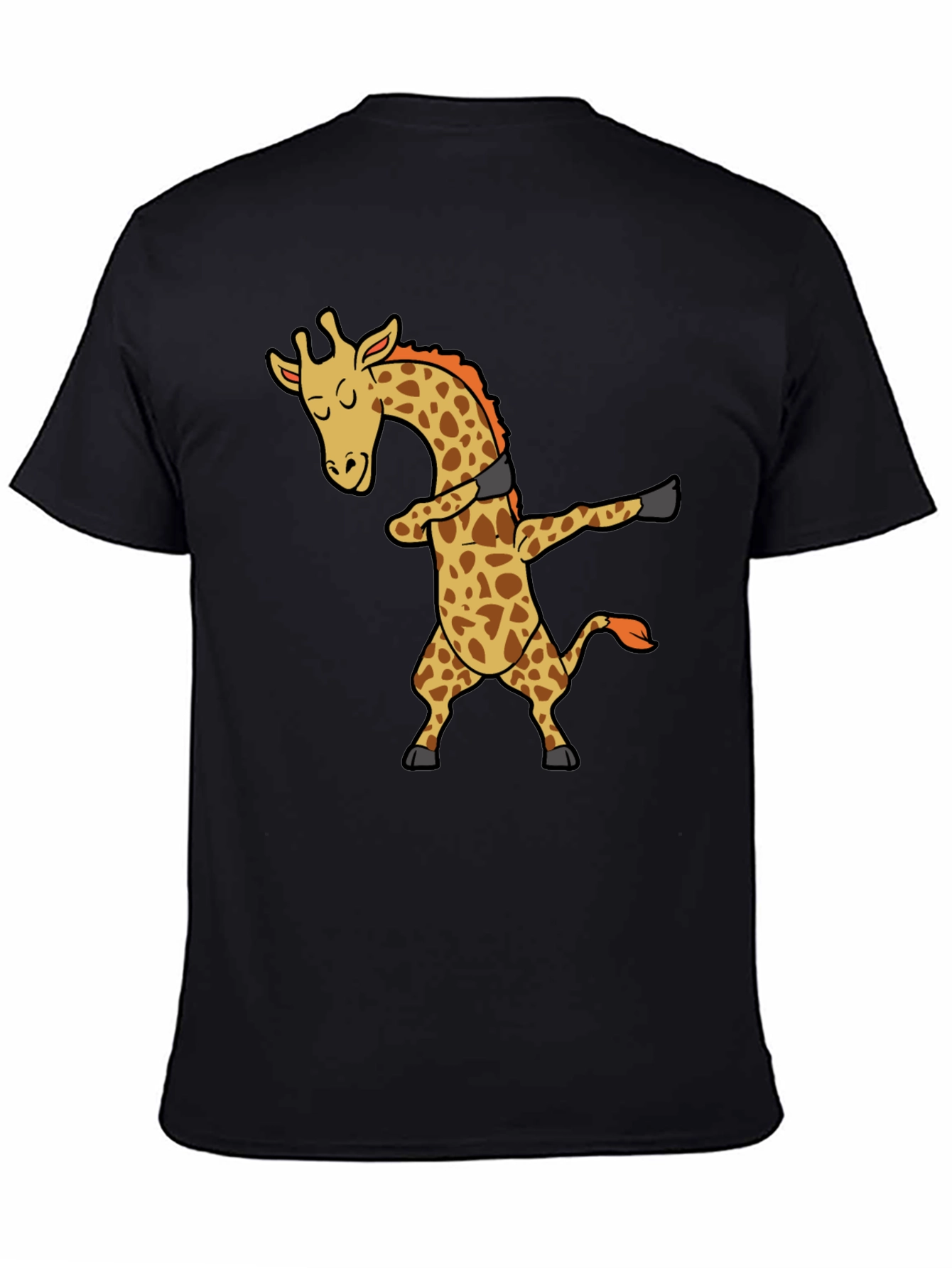Black Dabbing Giraffe Black T-Shirt - Trendy Graphic Tee view 4