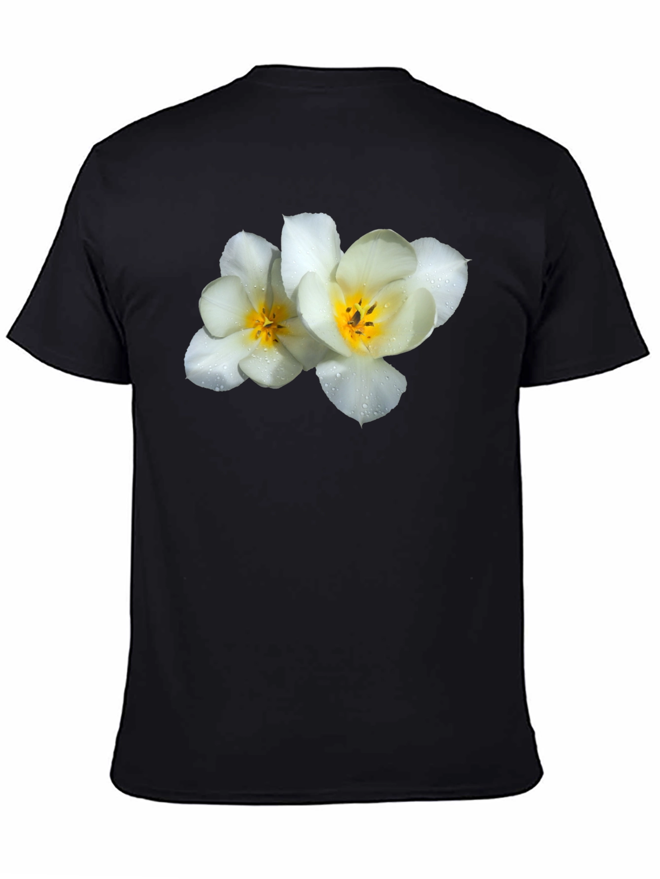 Black Floral Graphic Tee - White Flowers on Black view 4