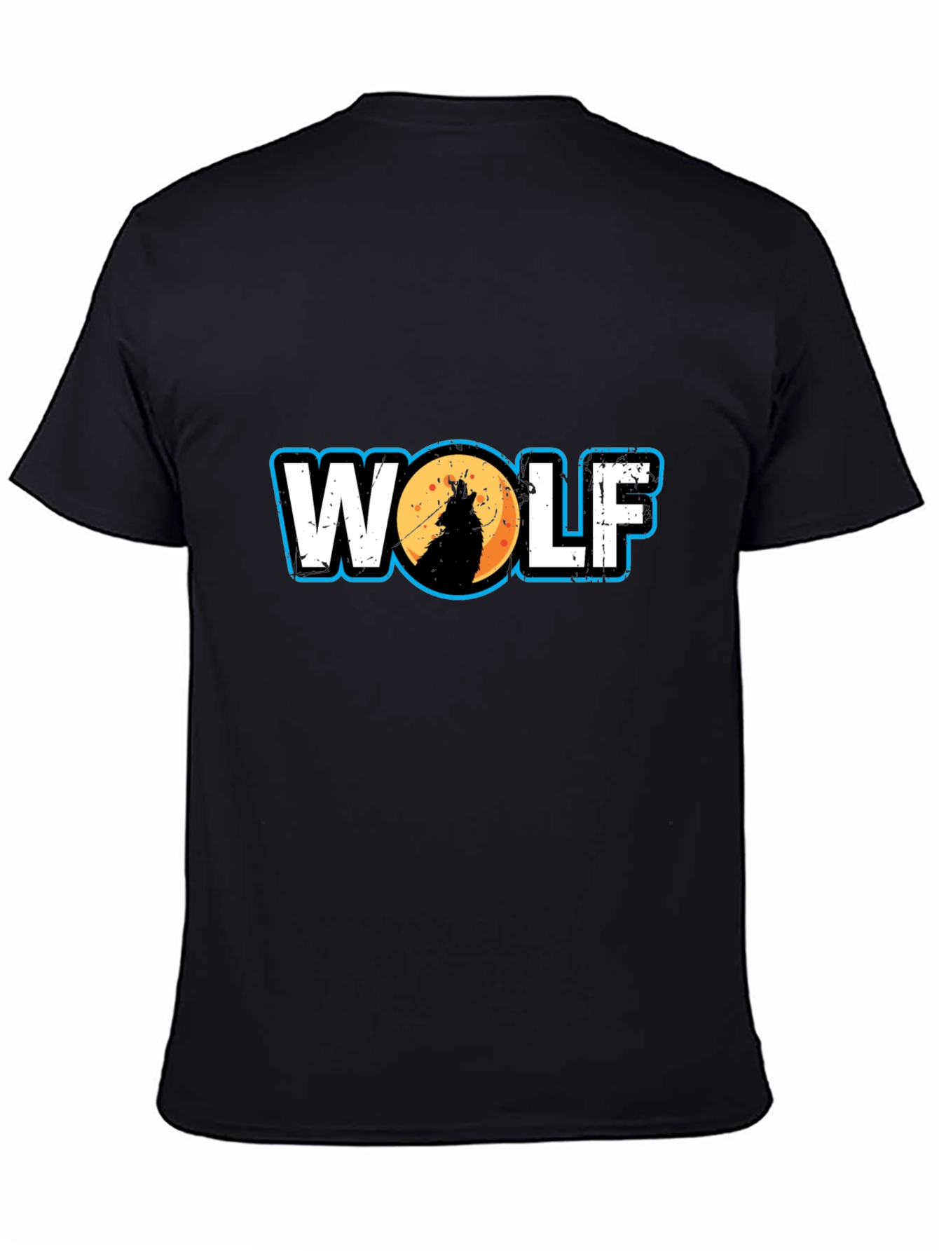 Black Wolf Silhouette Graphic Tee - Black Cotton T-Shirt view 4