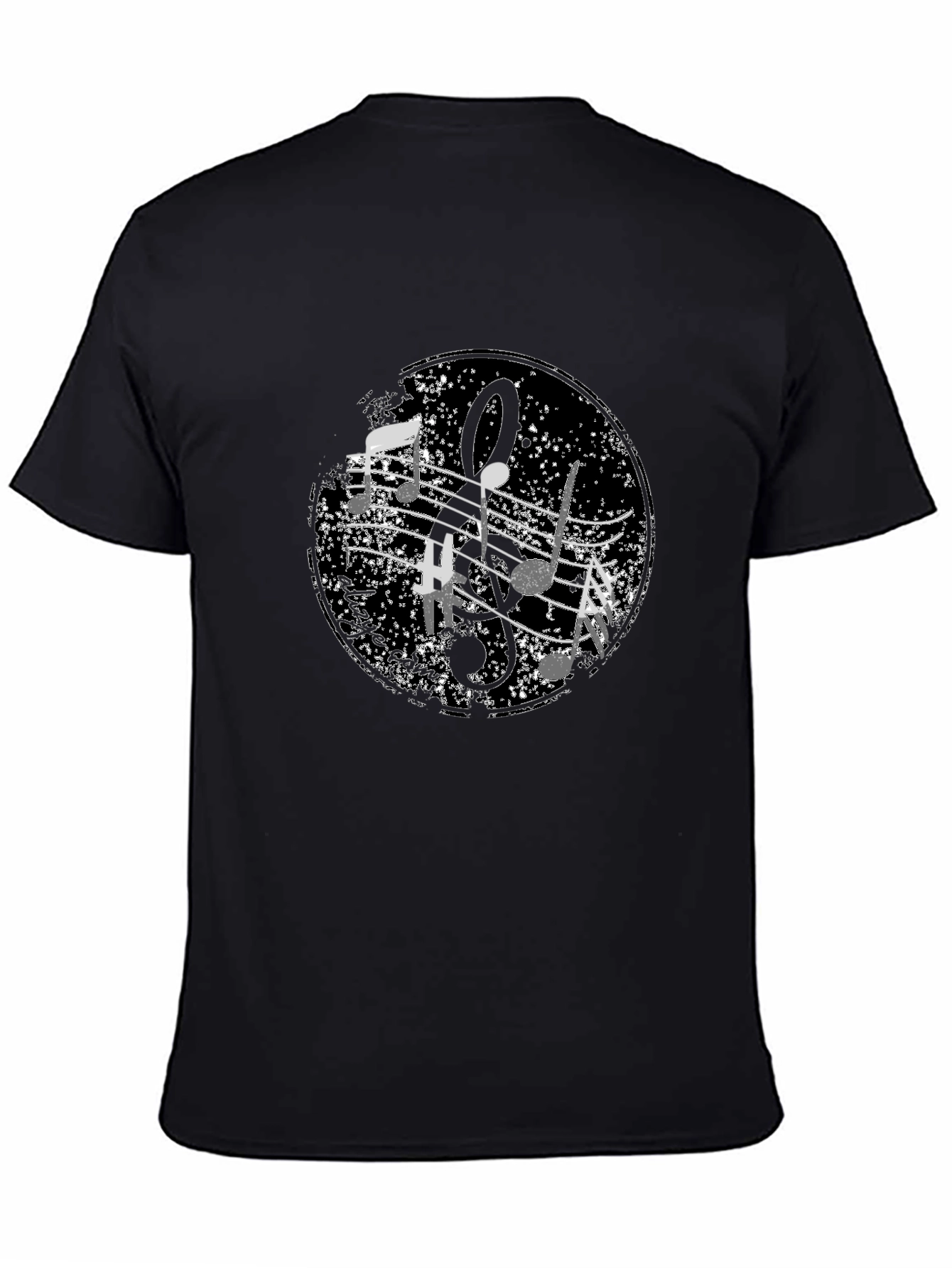 Black Musical Note Graphic Black T-Shirt view 4