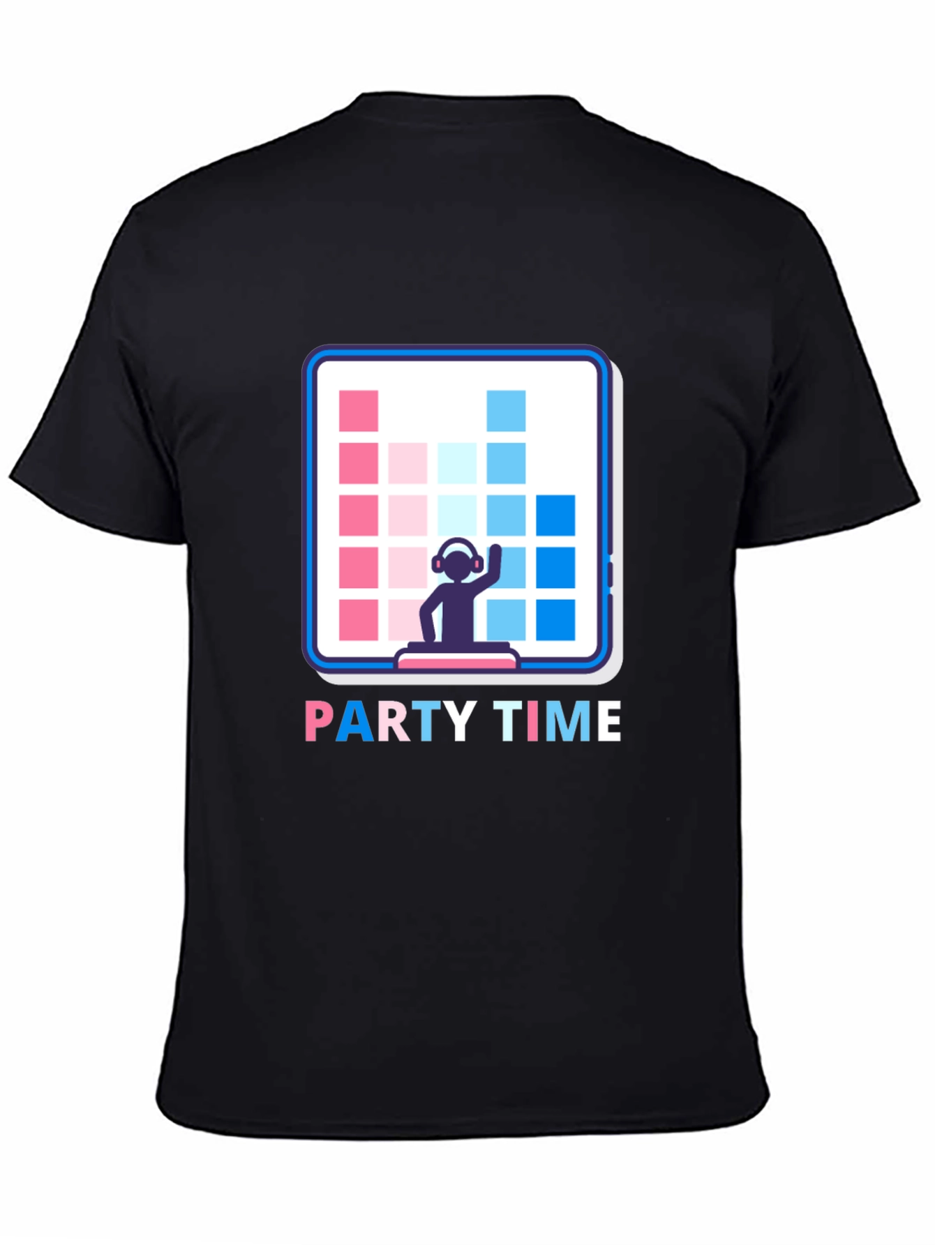 Black Party Time DJ Graphic Tee - Black Cotton T-Shirt view 4